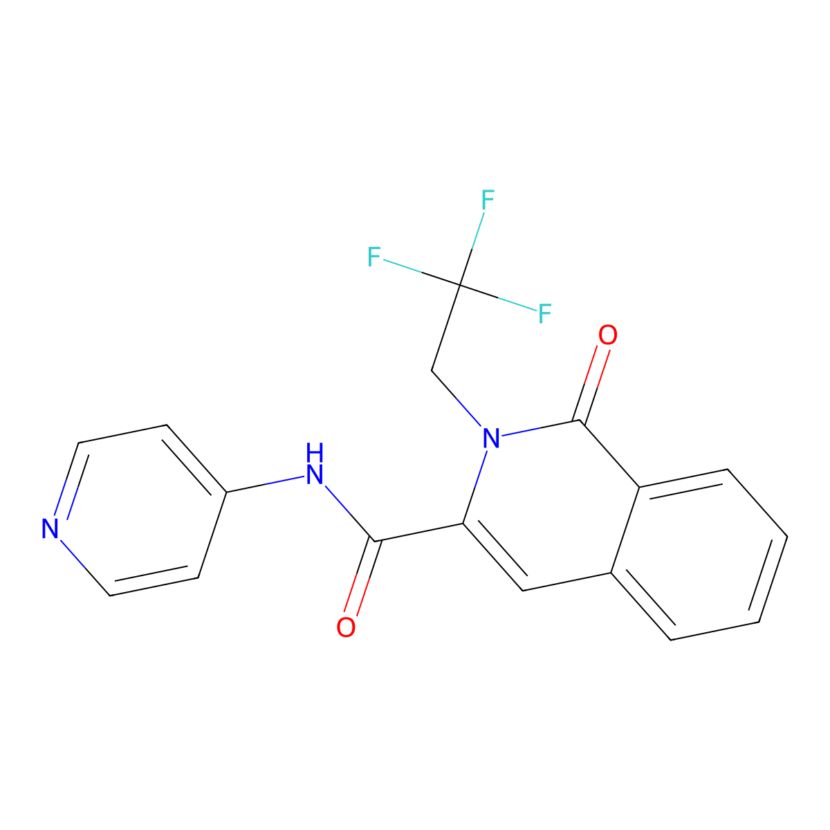 1-oxo-N-(pyridin-4-yl)-2-(2,2,2-trifluoroethyl)-1,2-dihydroisoquinoline-3-carboxamide molecular structure, CAS 3054582-04-3