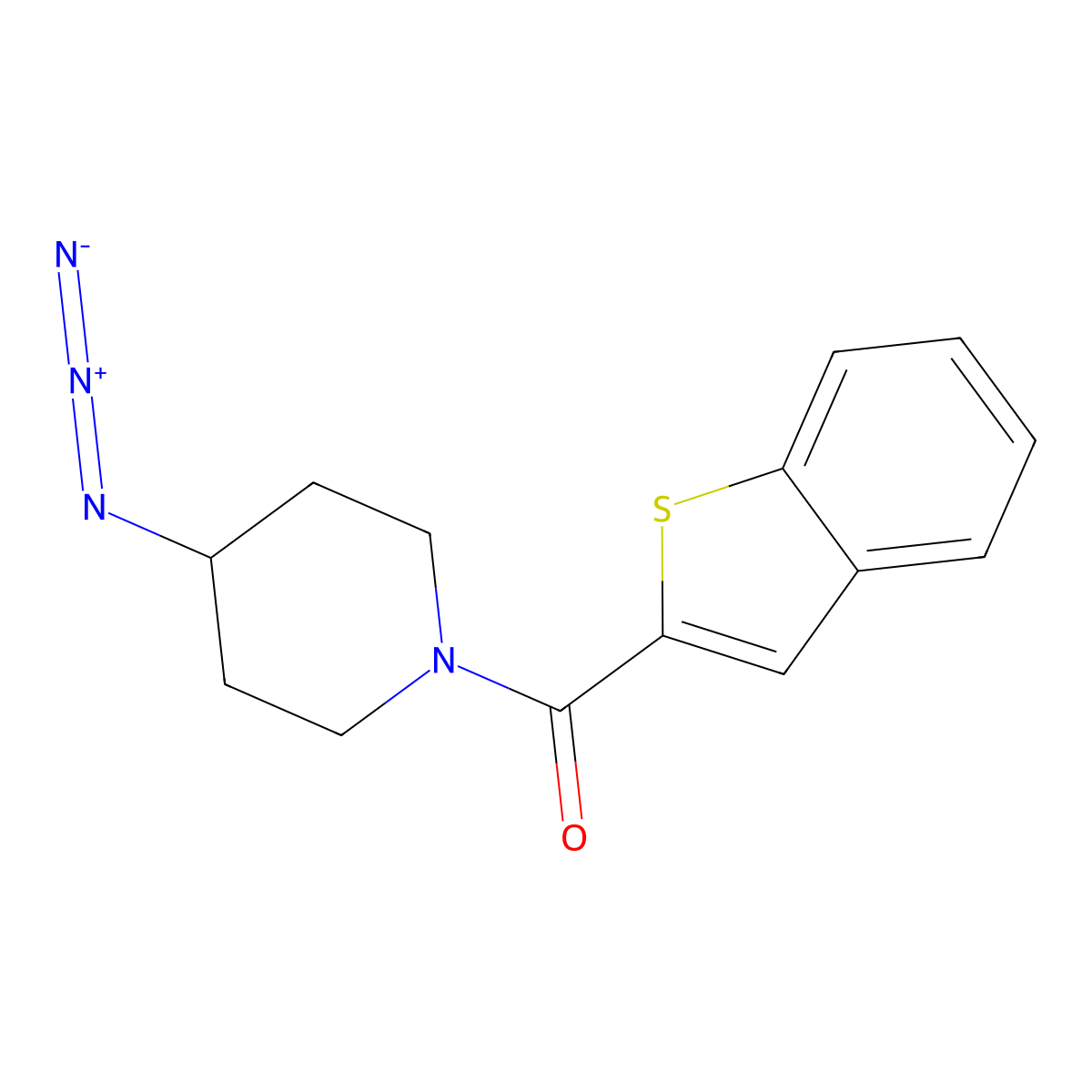 4-Azido-1-(1-benzothiophene-2-carbonyl)piperidine molecular structure, CAS 3054582-07-6