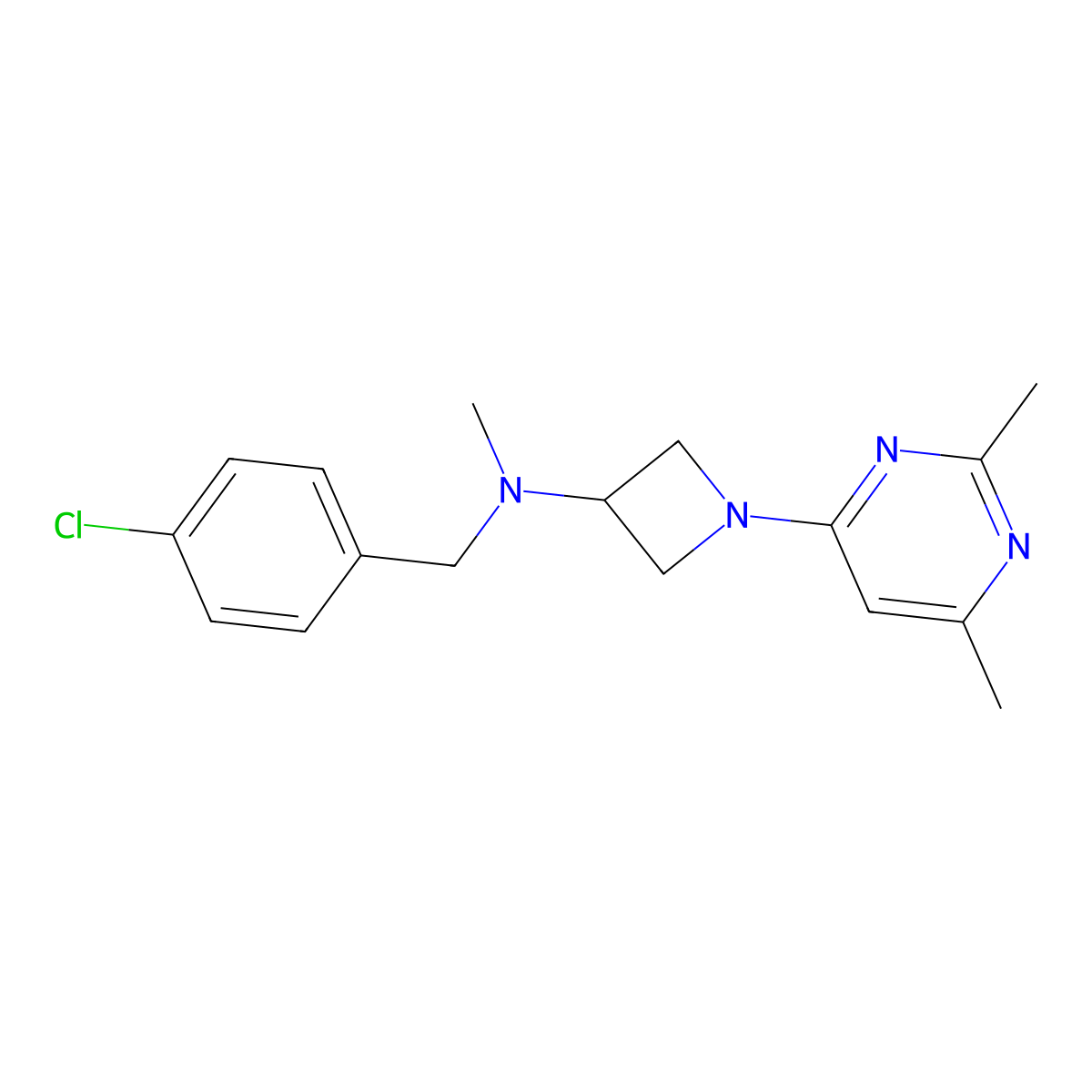 N-[(4-chlorophenyl)methyl]-1-(2,6-dimethylpyrimidin-4-yl)-N-methylazetidin-3-amine molecular structure, CAS 3054582-08-7