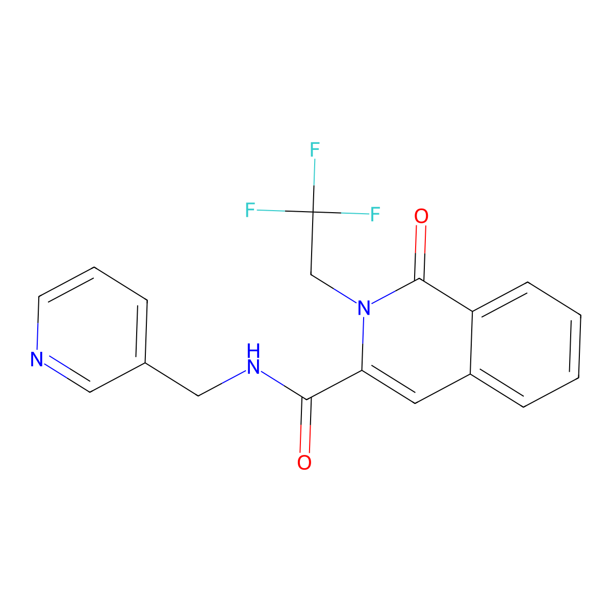1-oxo-N-[(pyridin-3-yl)methyl]-2-(2,2,2-trifluoroethyl)-1,2-dihydroisoquinoline-3-carboxamide molecular structure, CAS 3054582-11-2