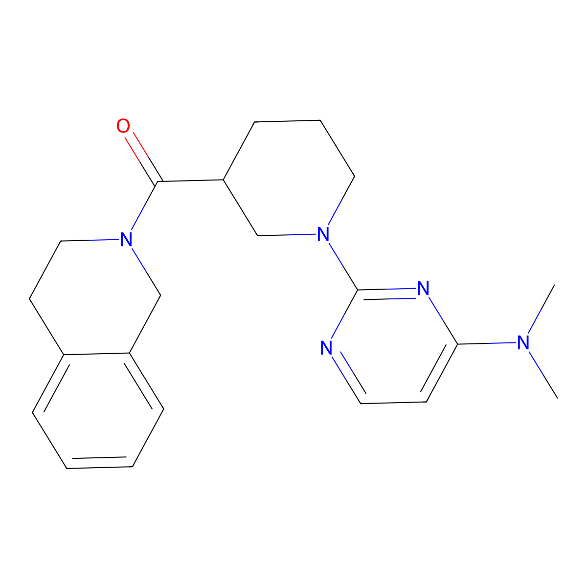 N,N-dimethyl-2-[3-(1,2,3,4-tetrahydroisoquinoline-2-carbonyl)piperidin-1-yl]pyrimidin-4-amine molecular structure, CAS 3054582-13-4