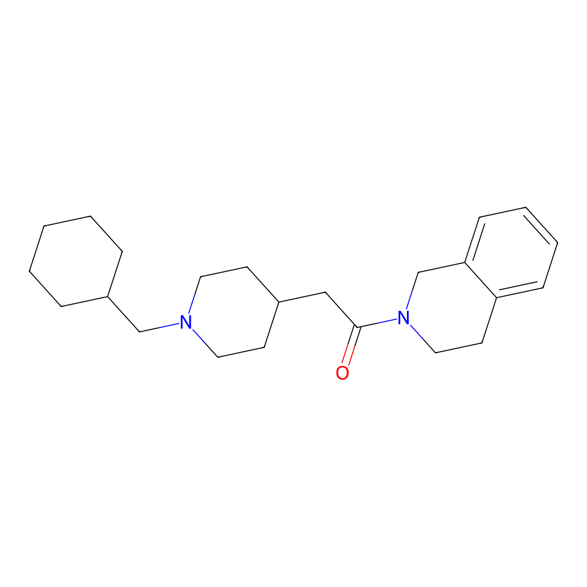 2-[1-(Cyclohexylmethyl)piperidin-4-yl]-1-(1,2,3,4-tetrahydroisoquinolin-2-yl)ethan-1-one molecular structure, CAS 3054582-15-6