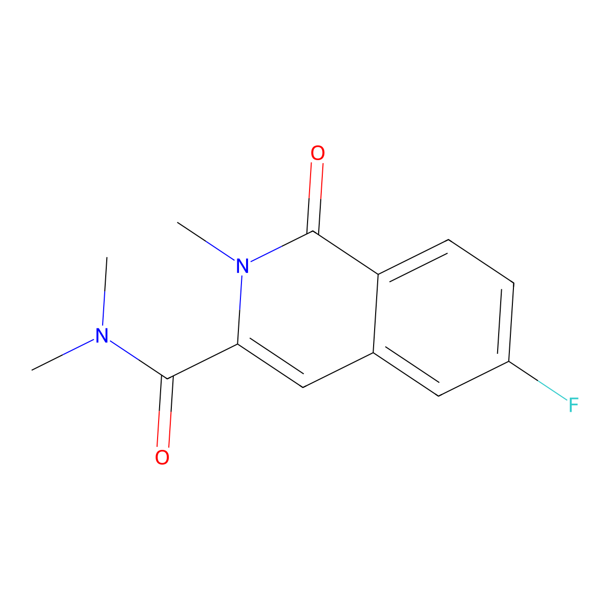 6-fluoro-N,N,2-trimethyl-1-oxo-1,2-dihydroisoquinoline-3-carboxamide molecular structure, CAS 3054582-21-4