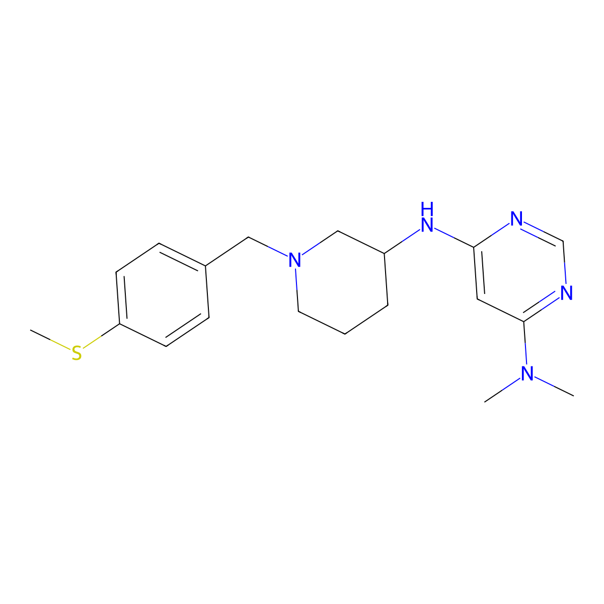 N4,N4-dimethyl-N6-(1-{[4-(methylsulfanyl)phenyl]methyl}piperidin-3-yl)pyrimidine-4,6-diamine molecular structure, CAS 3054582-22-5