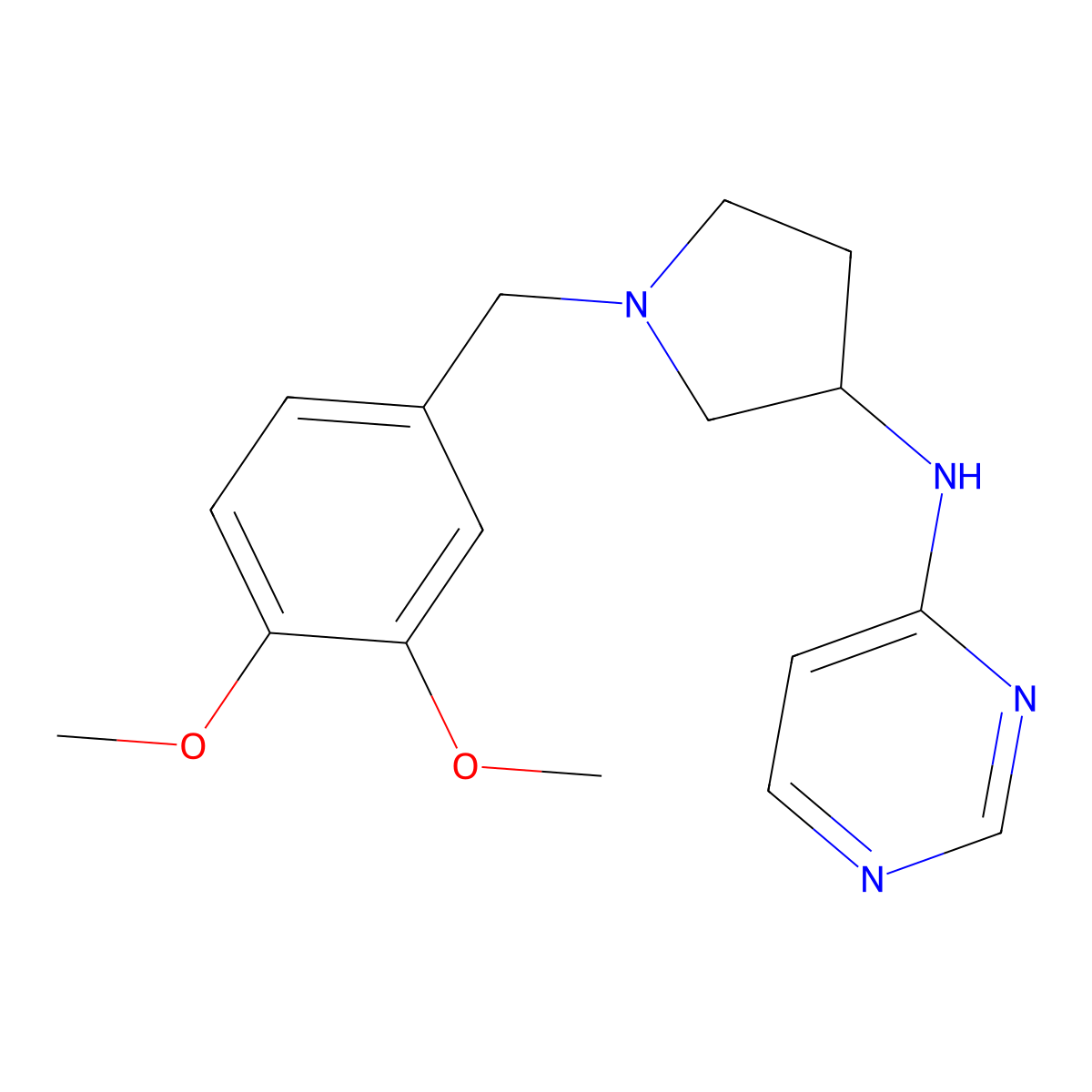 N-{1-[(3,4-dimethoxyphenyl)methyl]pyrrolidin-3-yl}pyrimidin-4-amine molecular structure, CAS 3054582-24-7