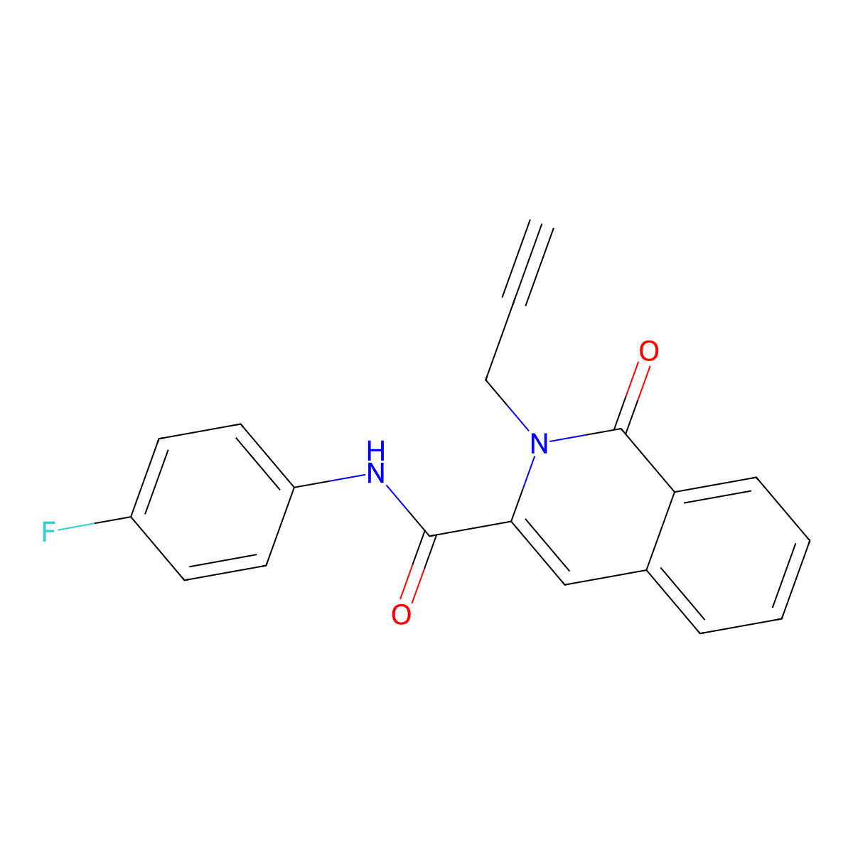 N-(4-fluorophenyl)-1-oxo-2-(prop-2-yn-1-yl)-1,2-dihydroisoquinoline-3-carboxamide molecular structure, CAS 3054582-36-1