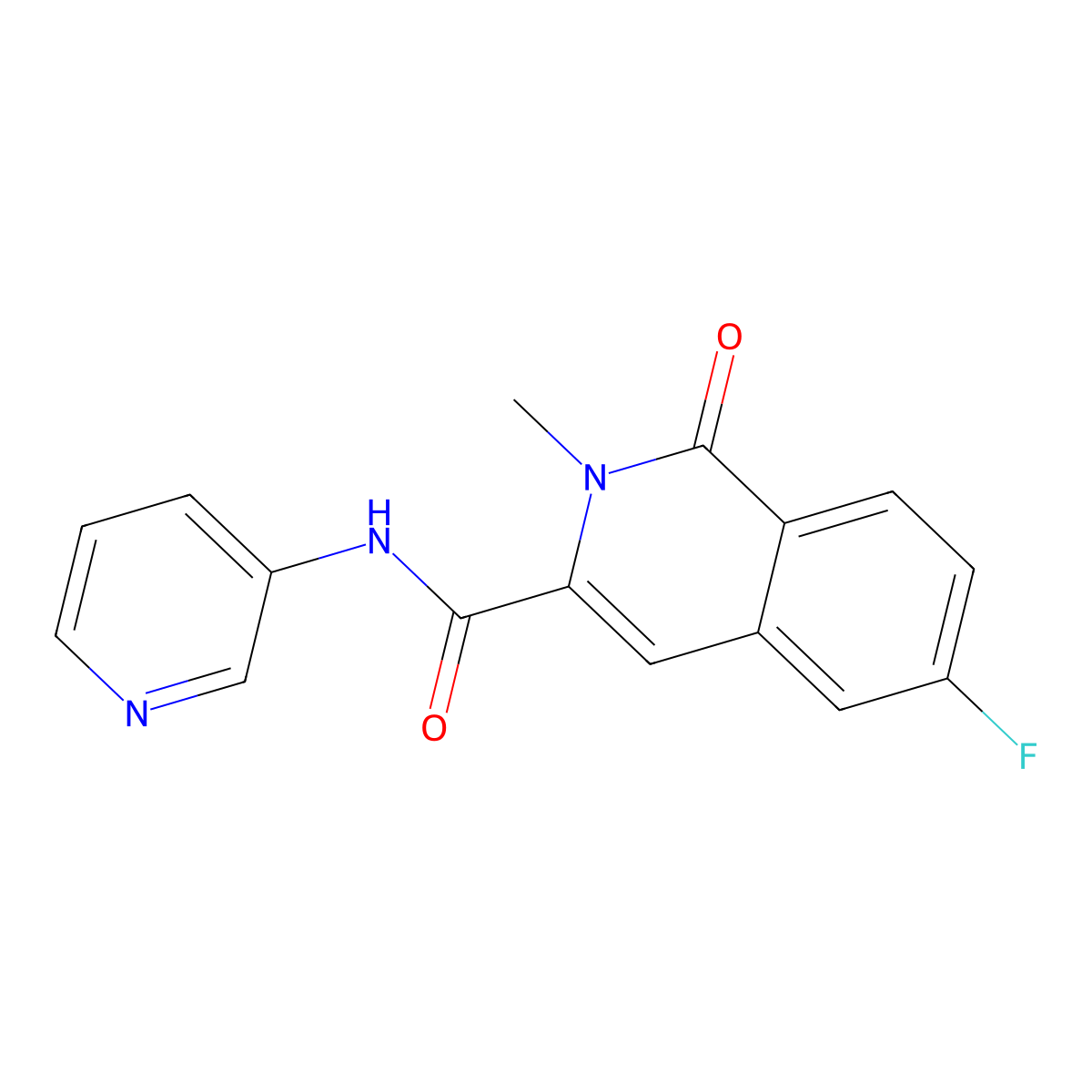 6-fluoro-2-methyl-1-oxo-N-(pyridin-3-yl)-1,2-dihydroisoquinoline-3-carboxamide molecular structure, CAS 3054582-37-2
