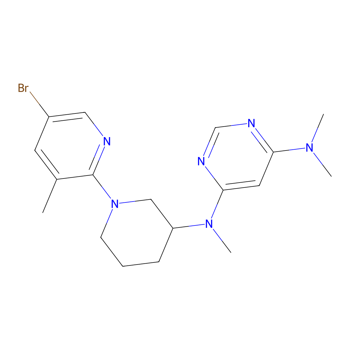 4-N-[1-(5-bromo-3-methylpyridin-2-yl)piperidin-3-yl]-4-N,6-N,6-N-trimethylpyrimidine-4,6-diamine molecular structure, CAS 3054582-38-3