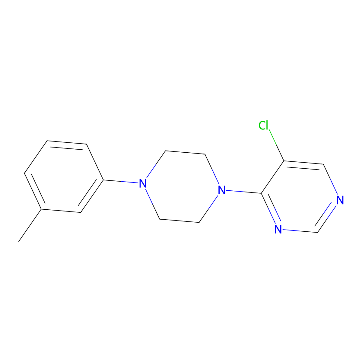 5-Chloro-4-[4-(3-methylphenyl)piperazin-1-yl]pyrimidine molecular structure, CAS 3054582-40-7