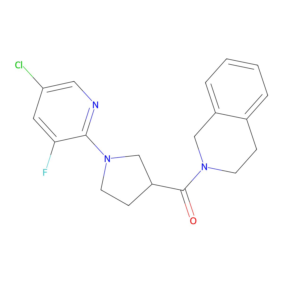 2-[1-(5-Chloro-3-fluoropyridin-2-yl)pyrrolidine-3-carbonyl]-1,2,3,4-tetrahydroisoquinoline molecular structure, CAS 3054582-46-3