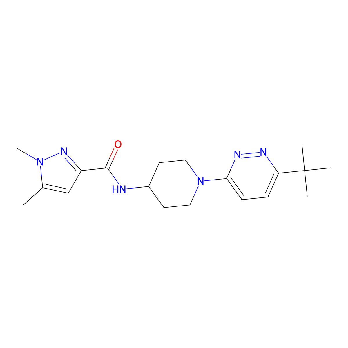 N-[1-(6-tert-butylpyridazin-3-yl)piperidin-4-yl]-1,5-dimethyl-1H-pyrazole-3-carboxamide molecular structure, CAS 3054582-48-5