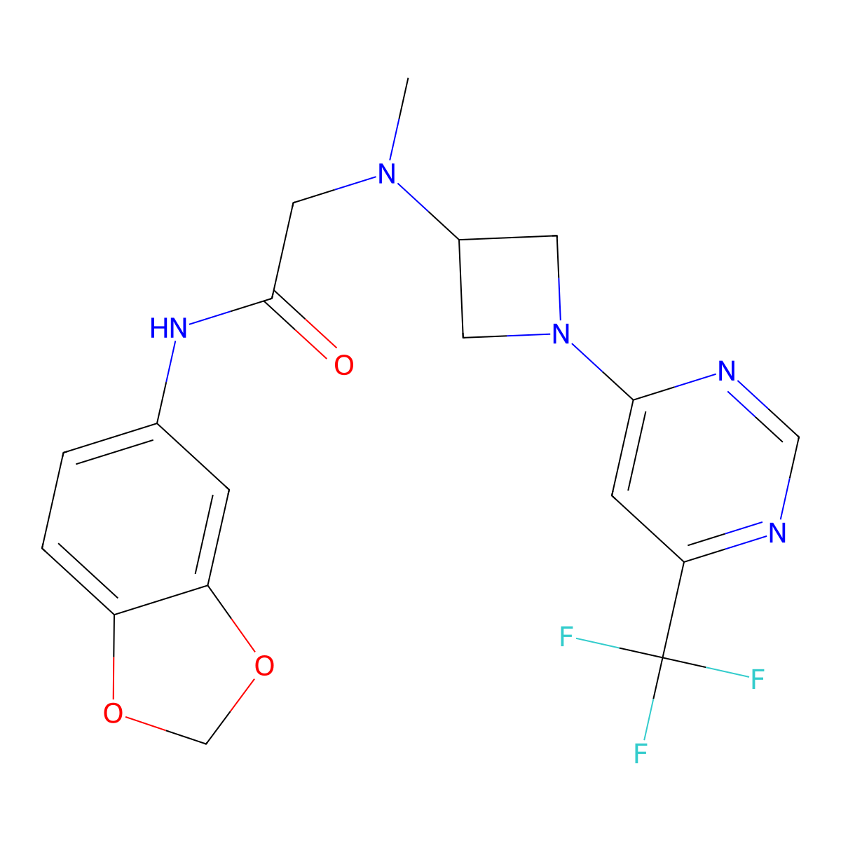 N-(2H-1,3-benzodioxol-5-yl)-2-[methyl({1-[6-(trifluoromethyl)pyrimidin-4-yl]azetidin-3-yl})amino]acetamide molecular structure, CAS 3054582-49-6
