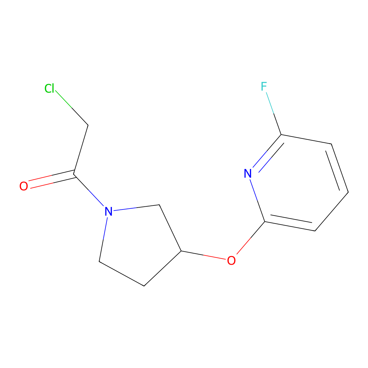 2-Chloro-1-{3-[(6-fluoropyridin-2-yl)oxy]pyrrolidin-1-yl}ethan-1-one molecular structure, CAS 3054582-55-4