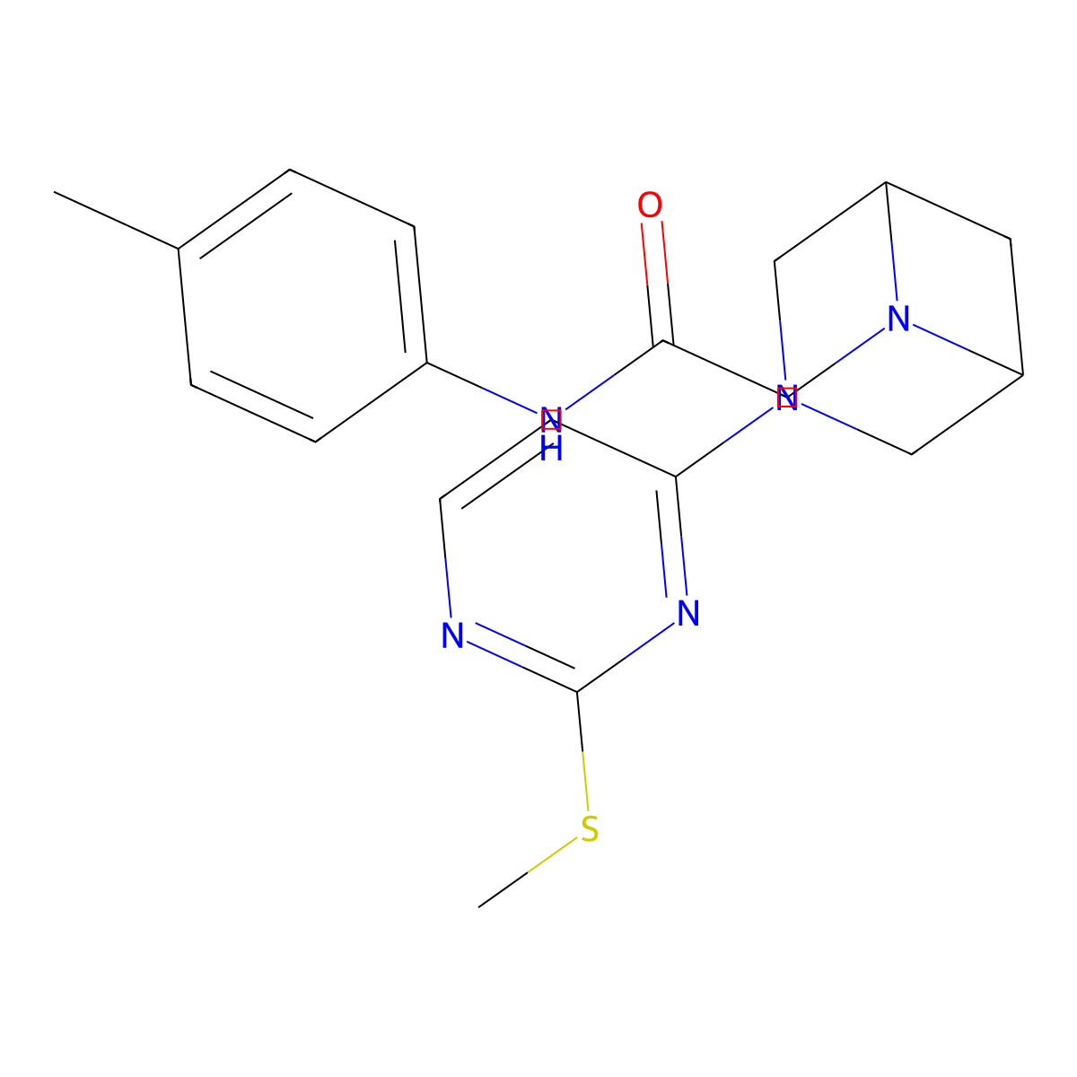 N-(4-methylphenyl)-2-{3-[2-(methylsulfanyl)pyrimidin-4-yl]-3,6-diazabicyclo[3.1.1]heptan-6-yl}acetamide molecular structure, CAS 3054582-56-5