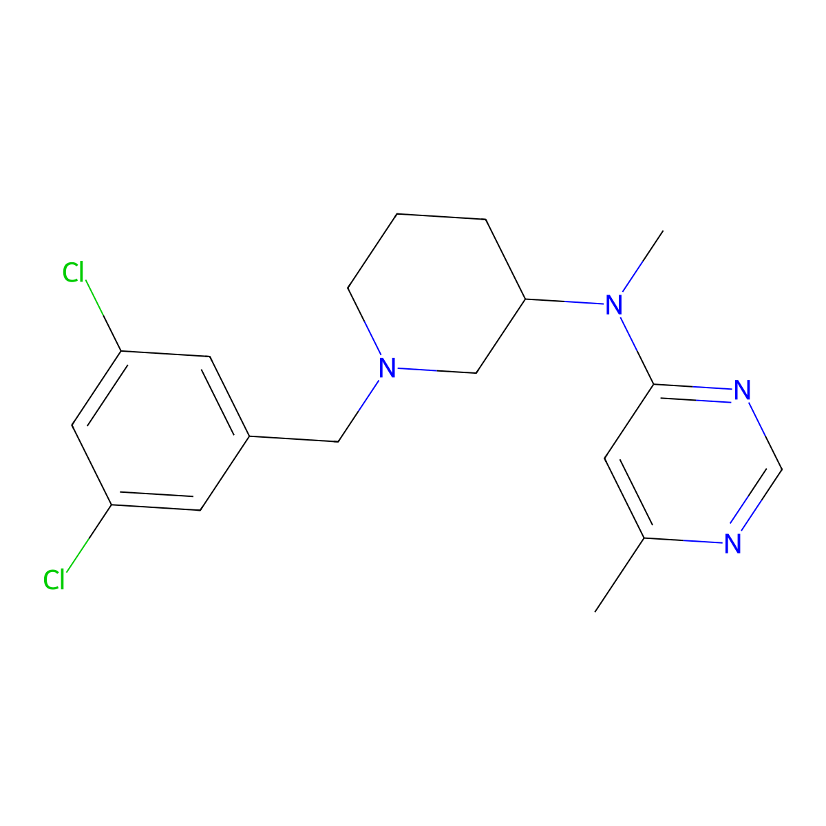 N-{1-[(3,5-dichlorophenyl)methyl]piperidin-3-yl}-N,6-dimethylpyrimidin-4-amine molecular structure, CAS 3054582-60-1
