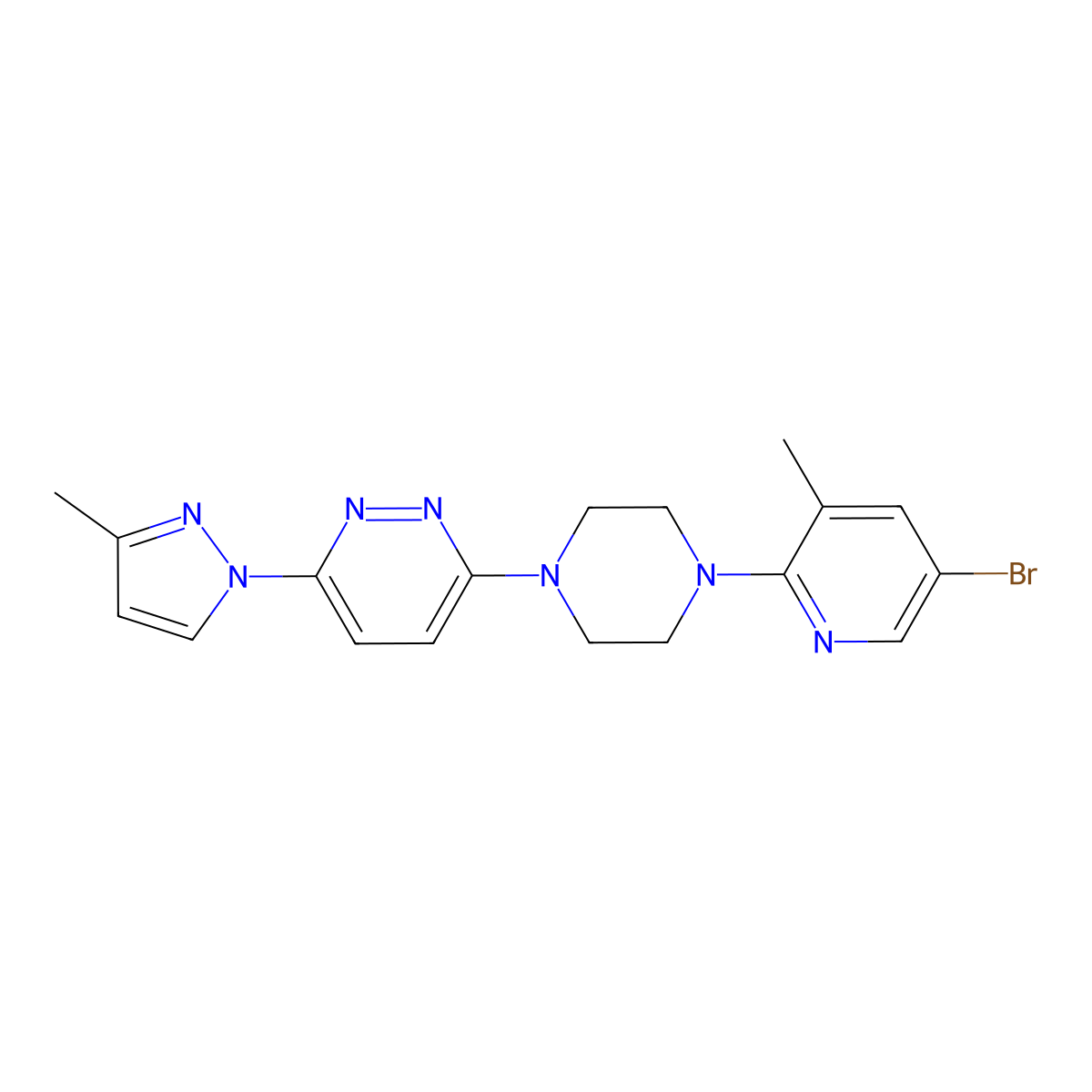 3-[4-(5-bromo-3-methylpyridin-2-yl)piperazin-1-yl]-6-(3-methyl-1H-pyrazol-1-yl)pyridazine molecular structure, CAS 3054582-61-2