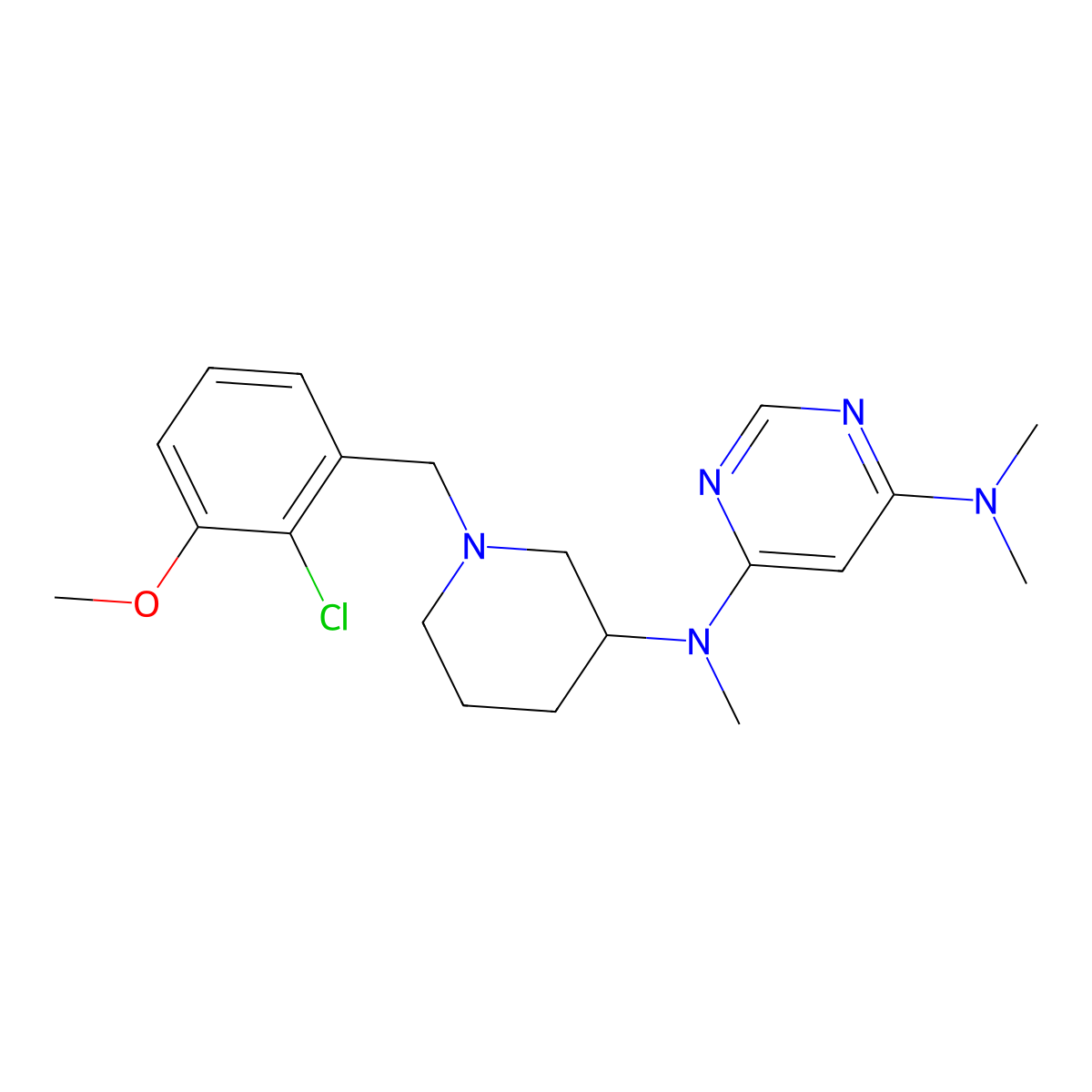 N4-{1-[(2-chloro-3-methoxyphenyl)methyl]piperidin-3-yl}-N4,N6,N6-trimethylpyrimidine-4,6-diamine molecular structure, CAS 3054582-63-4