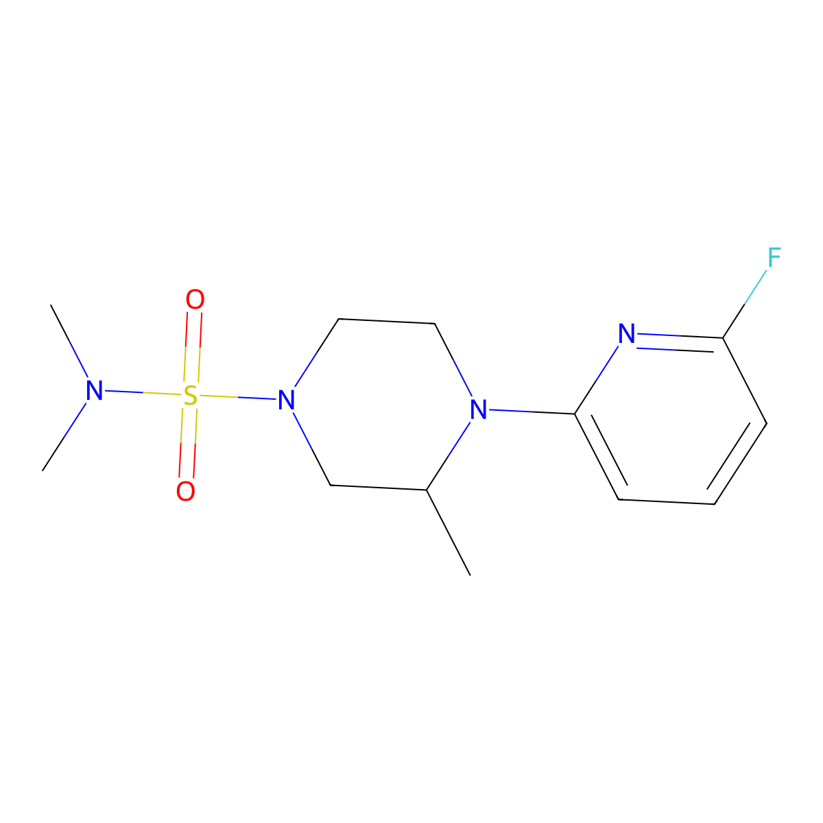 4-(6-fluoropyridin-2-yl)-N,N,3-trimethylpiperazine-1-sulfonamide molecular structure, CAS 3054582-69-0
