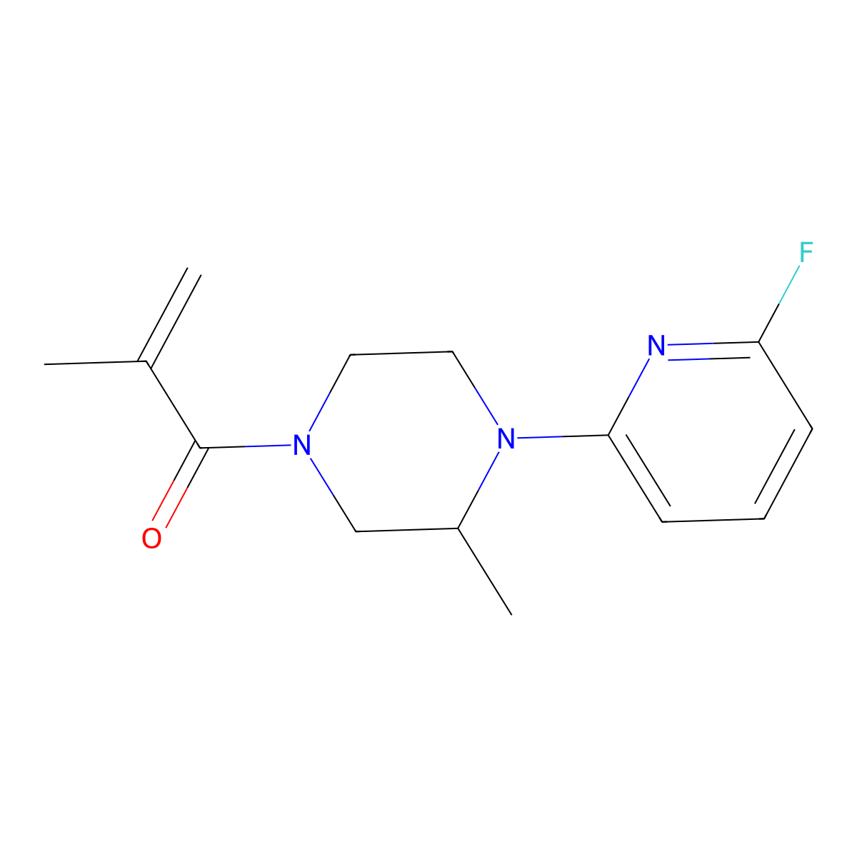 1-[4-(6-Fluoropyridin-2-yl)-3-methylpiperazin-1-yl]-2-methylprop-2-en-1-one molecular structure, CAS 3054582-78-1