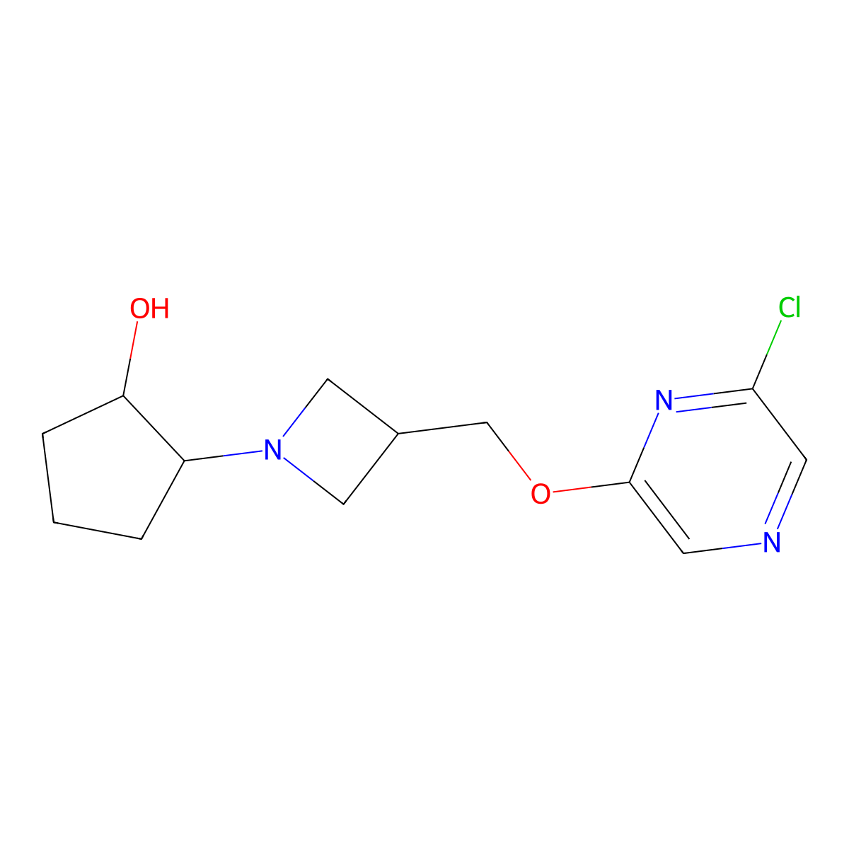 2-(3-{[(6-Chloropyrazin-2-yl)oxy]methyl}azetidin-1-yl)cyclopentan-1-ol molecular structure, CAS 3054582-86-1