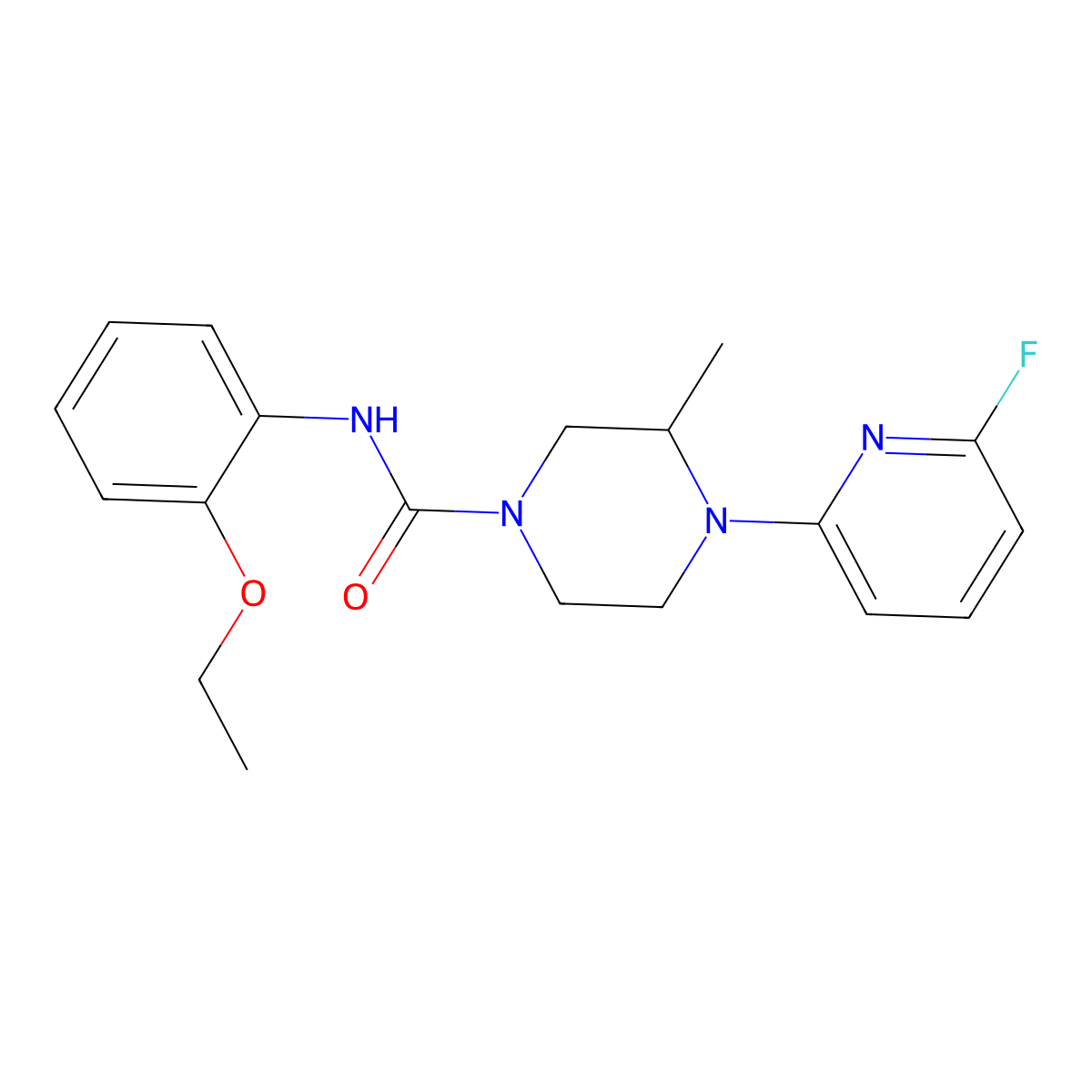 N-(2-ethoxyphenyl)-4-(6-fluoropyridin-2-yl)-3-methylpiperazine-1-carboxamide molecular structure, CAS 3054582-89-4