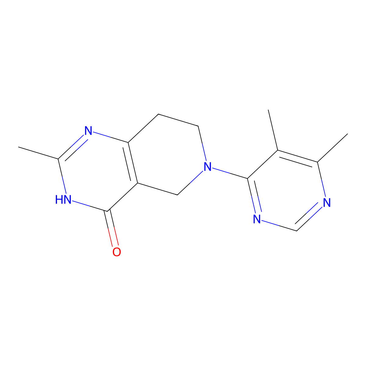 6-(5,6-dimethylpyrimidin-4-yl)-2-methyl-3H,4H,5H,6H,7H,8H-pyrido[4,3-d]pyrimidin-4-one molecular structure, CAS 3054582-91-8