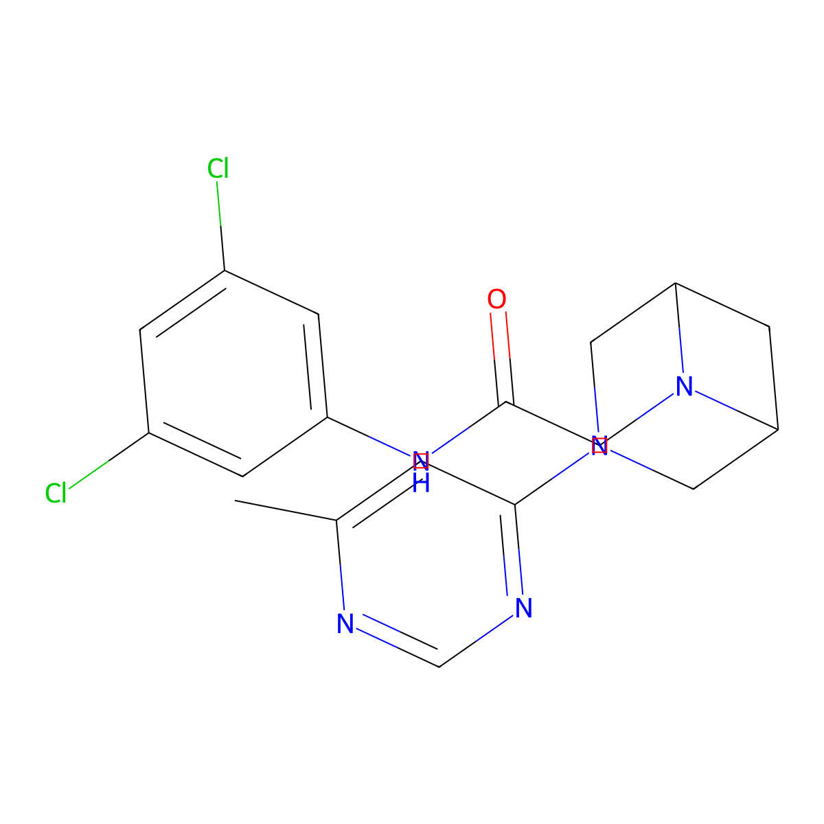 N-(3,5-dichlorophenyl)-2-[3-(6-methylpyrimidin-4-yl)-3,6-diazabicyclo[3.1.1]heptan-6-yl]acetamide molecular structure, CAS 3054582-93-0