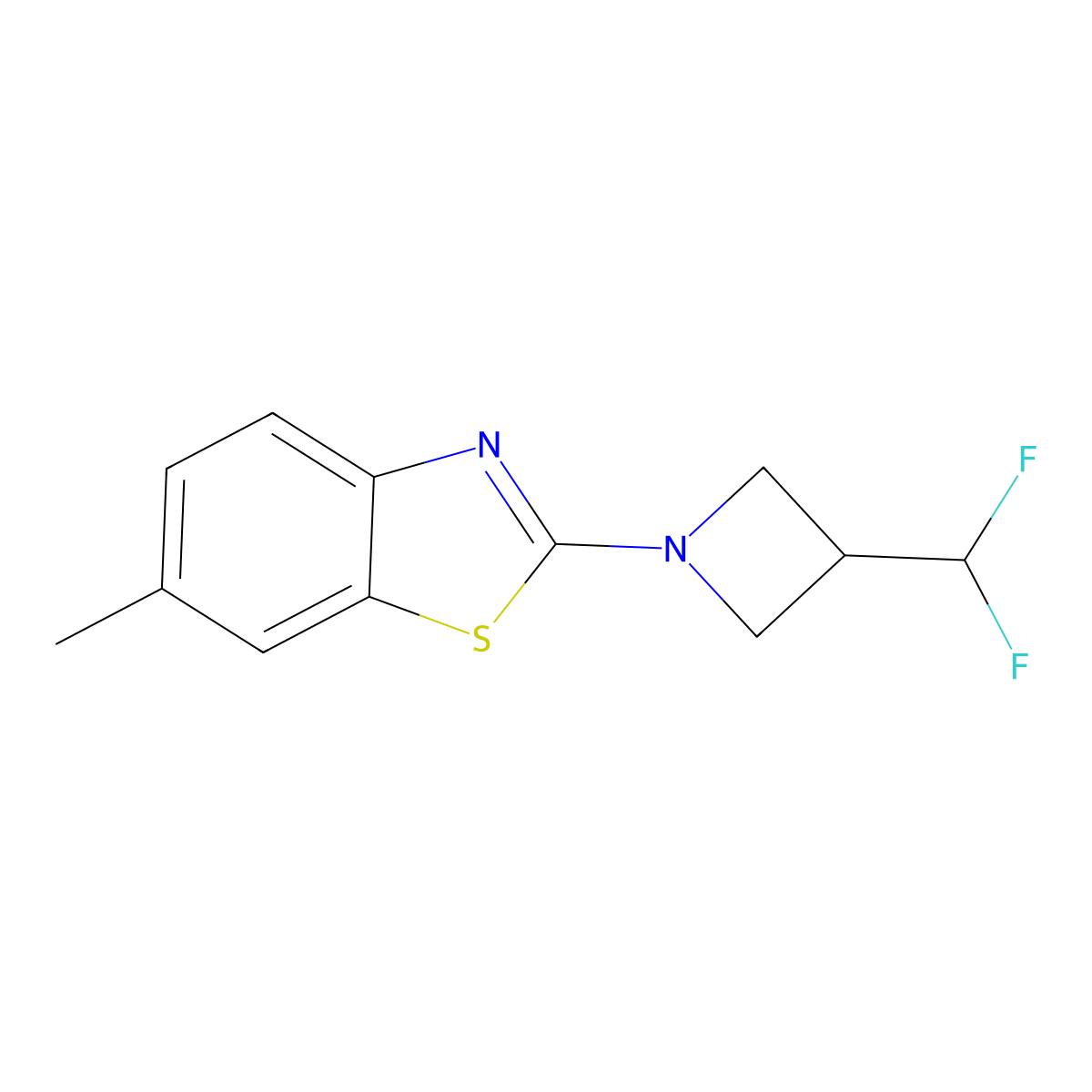2-[3-(Difluoromethyl)azetidin-1-yl]-6-methyl-1,3-benzothiazole molecular structure, CAS 3054582-95-2