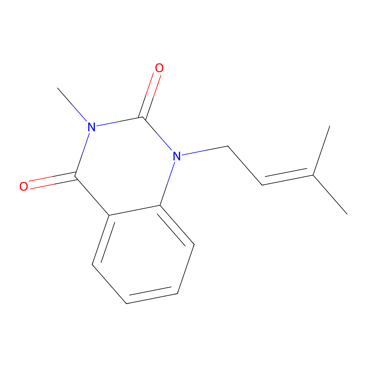 3-Methyl-1-(3-methylbut-2-en-1-yl)-1,2,3,4-tetrahydroquinazoline-2,4-dione molecular structure, CAS 3054582-96-3