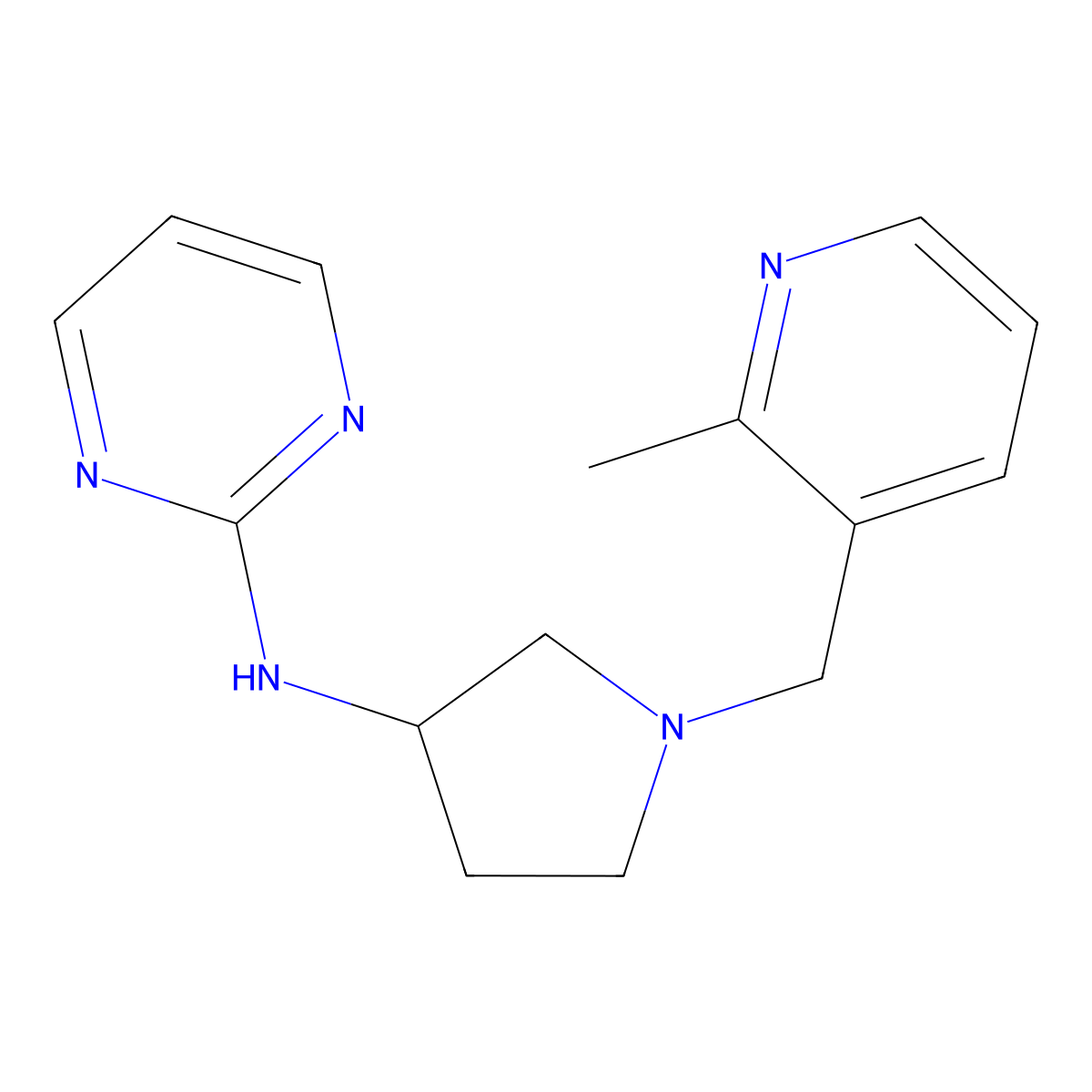 N-{1-[(2-methylpyridin-3-yl)methyl]pyrrolidin-3-yl}pyrimidin-2-amine molecular structure, CAS 3054583-01-3