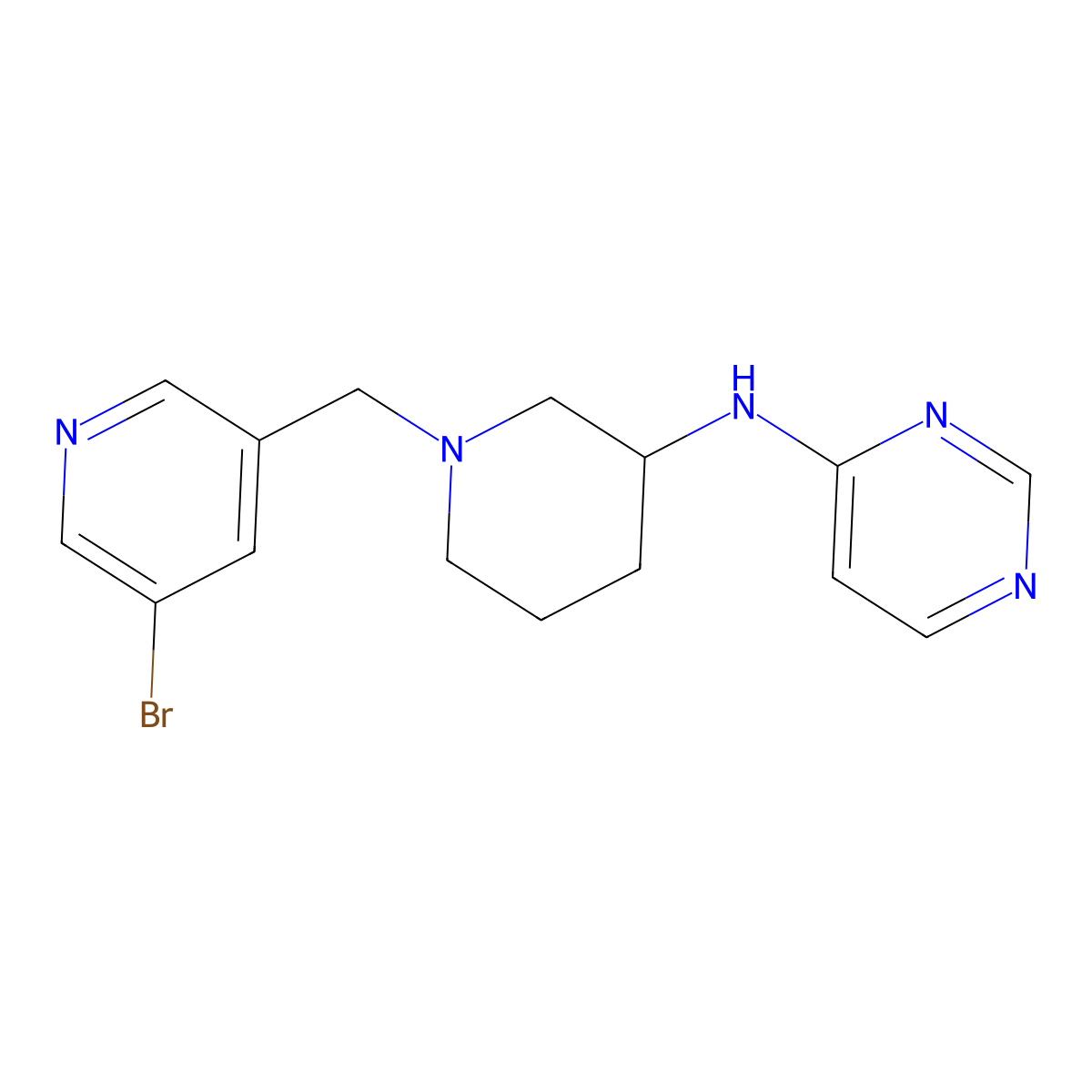 N-{1-[(5-bromopyridin-3-yl)methyl]piperidin-3-yl}pyrimidin-4-amine molecular structure, CAS 3054583-07-9