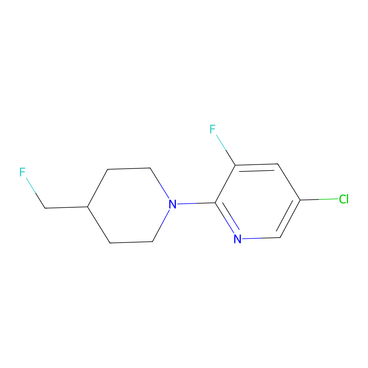 5-Chloro-3-fluoro-2-[4-(fluoromethyl)piperidin-1-yl]pyridine molecular structure, CAS 3054583-08-0