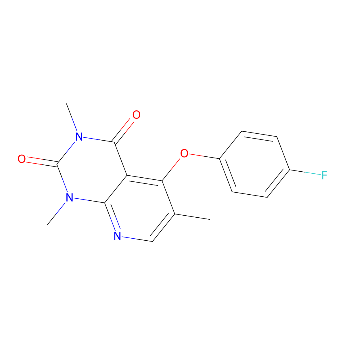 5-(4-fluorophenoxy)-1,3,6-trimethyl-1H,2H,3H,4H-pyrido[2,3-d]pyrimidine-2,4-dione molecular structure, CAS 3054583-09-1
