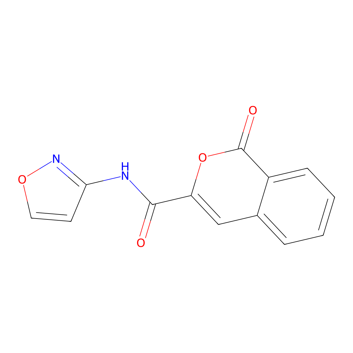 N-(1,2-oxazol-3-yl)-1-oxo-1H-isochromene-3-carboxamide molecular structure, CAS 3054583-25-1