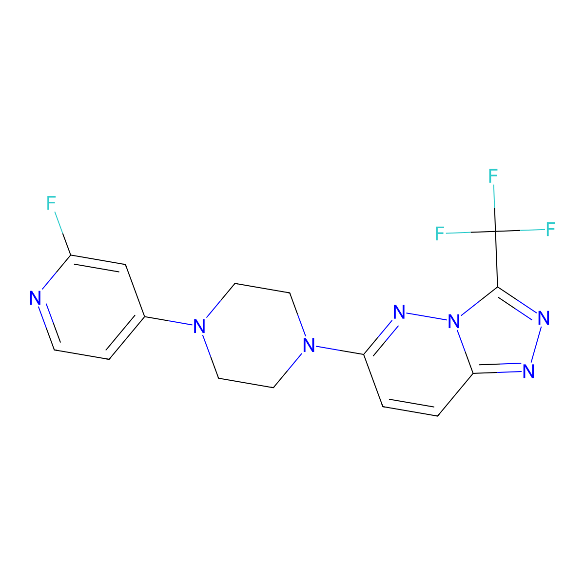 1-(2-Fluoropyridin-4-yl)-4-[3-(trifluoromethyl)-[1,2,4]triazolo[4,3-b]pyridazin-6-yl]piperazine molecular structure, CAS 3054583-33-1