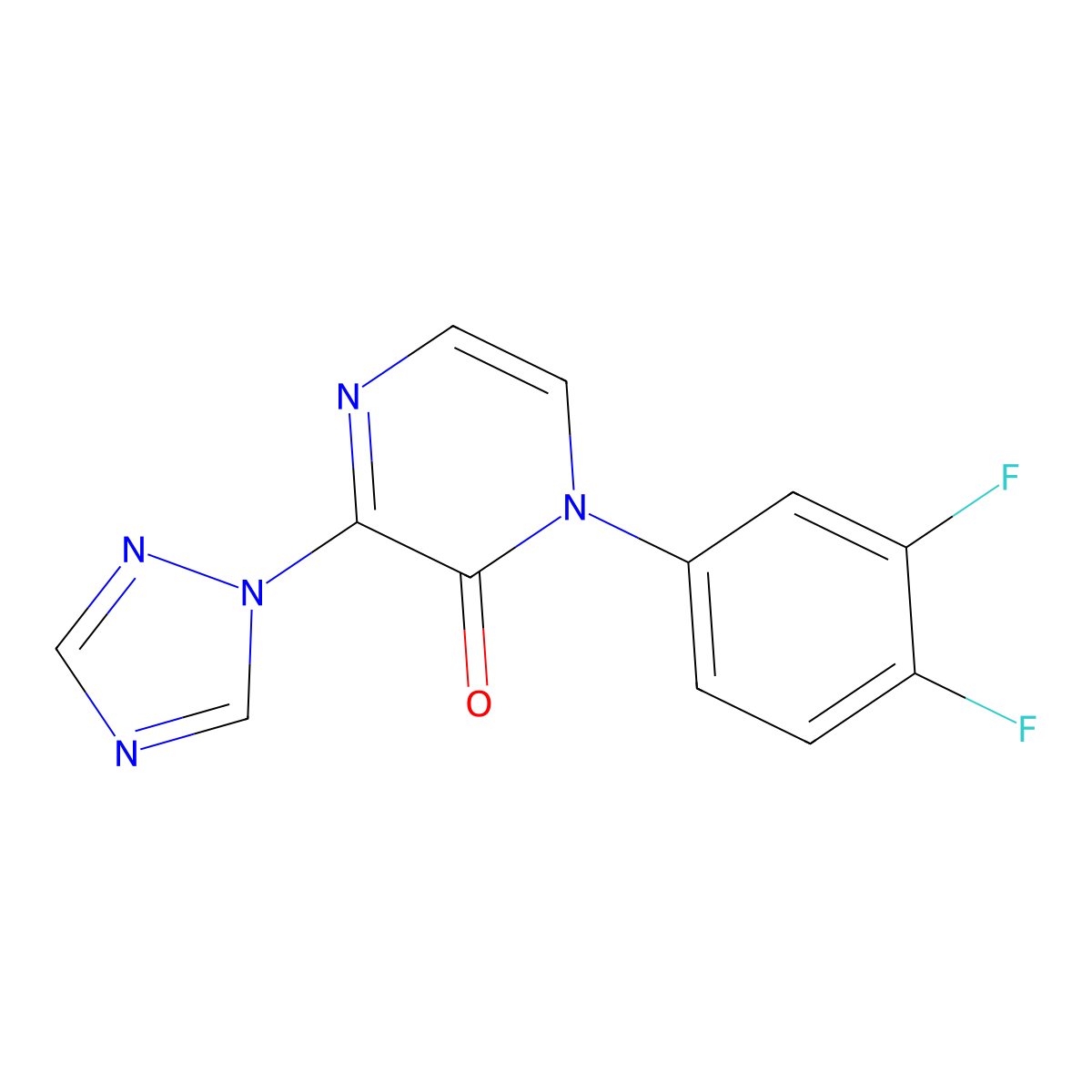 1-(3,4-difluorophenyl)-3-(1H-1,2,4-triazol-1-yl)-1,2-dihydropyrazin-2-one molecular structure, CAS 3054583-36-4