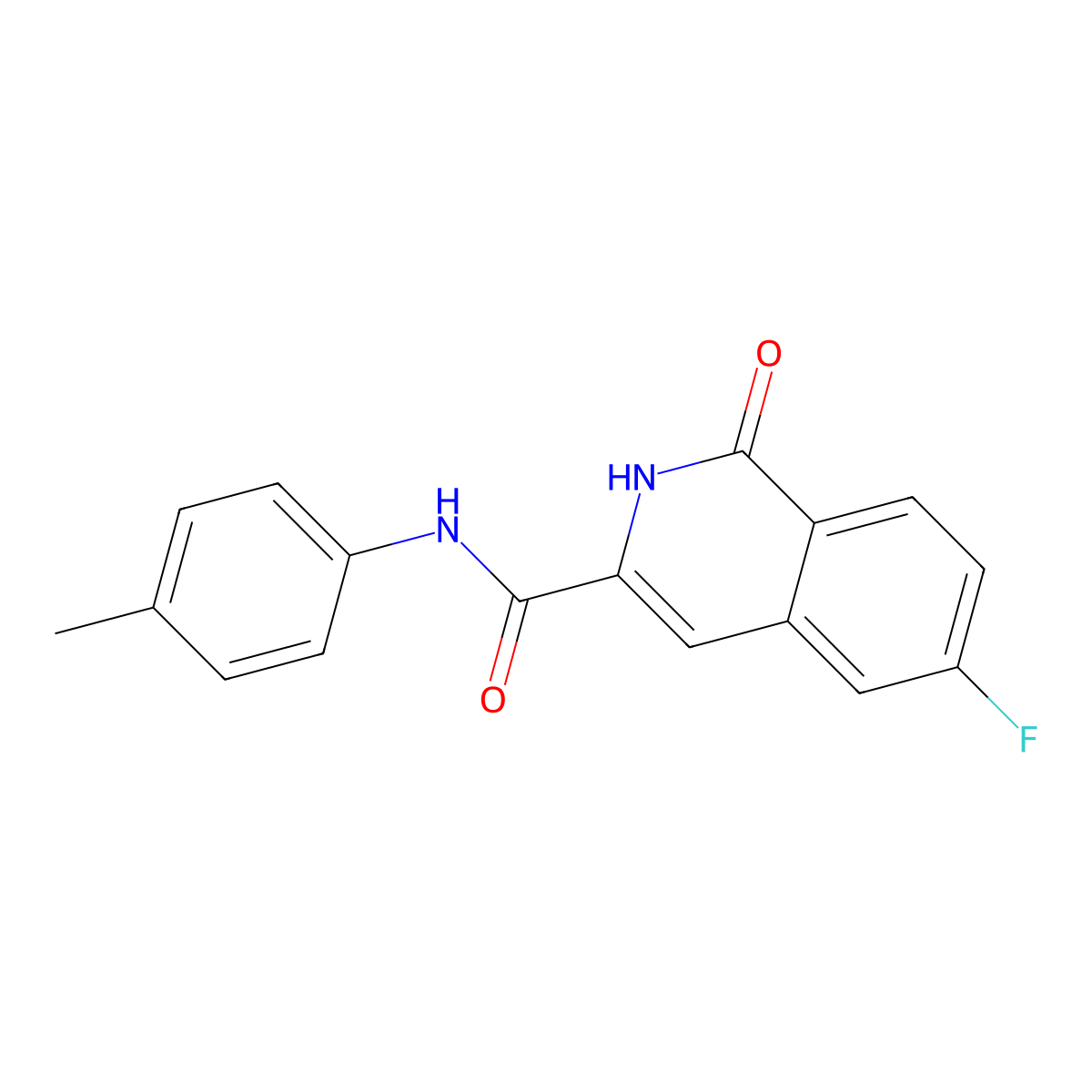 6-fluoro-N-(4-methylphenyl)-1-oxo-1,2-dihydroisoquinoline-3-carboxamide molecular structure, CAS 3054583-37-5