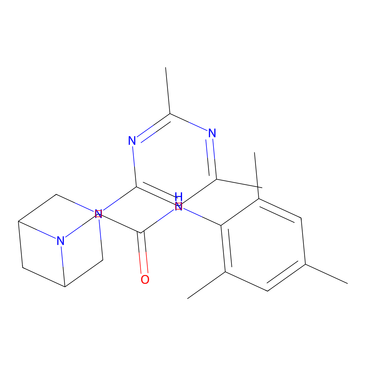 2-[3-(2,6-dimethylpyrimidin-4-yl)-3,6-diazabicyclo[3.1.1]heptan-6-yl]-N-(2,4,6-trimethylphenyl)acetamide molecular structure, CAS 3054583-46-6