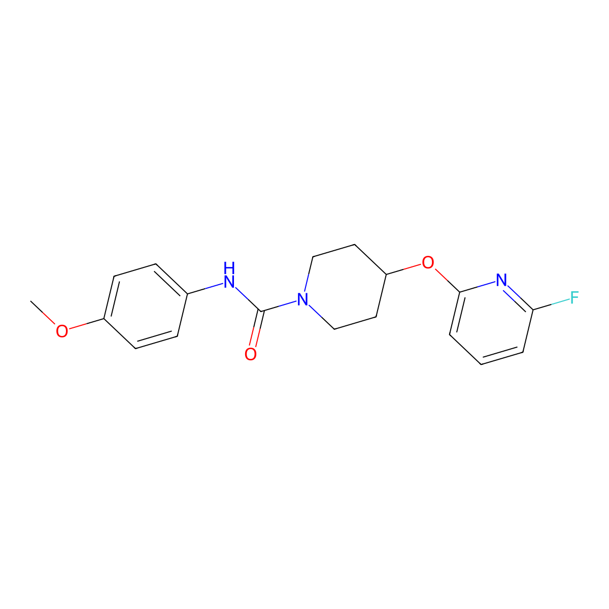 4-[(6-fluoropyridin-2-yl)oxy]-N-(4-methoxyphenyl)piperidine-1-carboxamide molecular structure, CAS 3054583-48-8