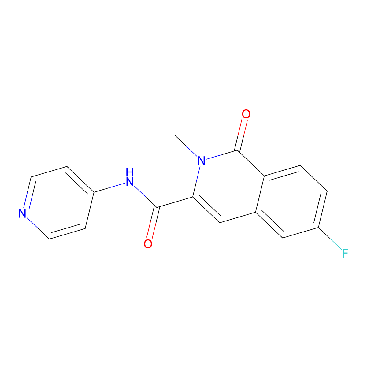 6-fluoro-2-methyl-1-oxo-N-(pyridin-4-yl)-1,2-dihydroisoquinoline-3-carboxamide molecular structure, CAS 3054583-52-4