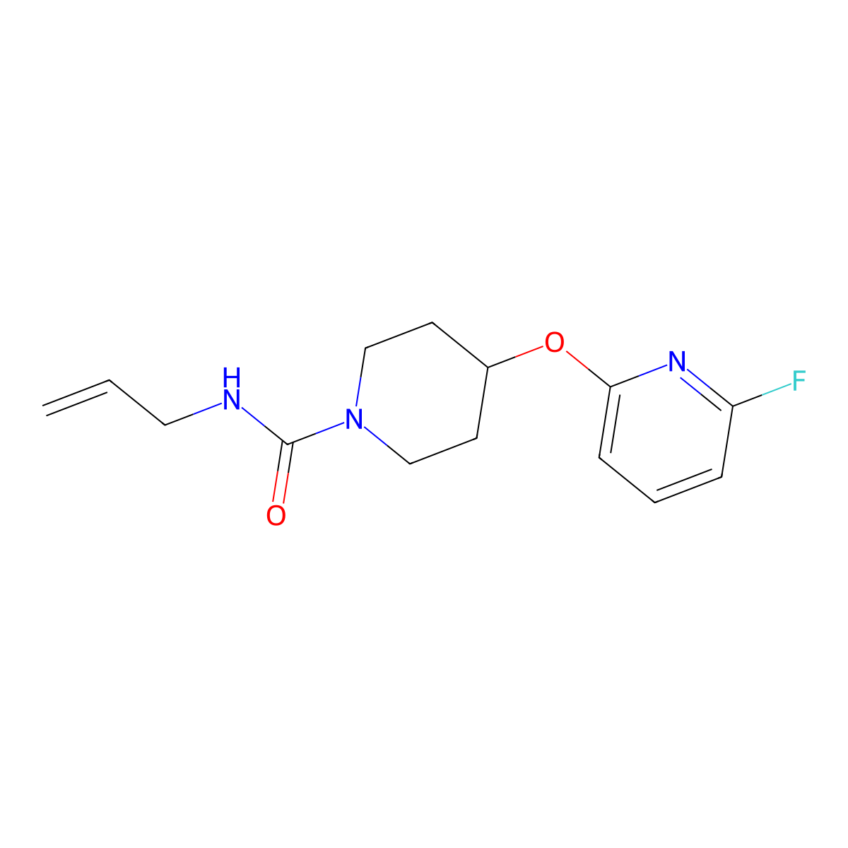 4-[(6-fluoropyridin-2-yl)oxy]-N-(prop-2-en-1-yl)piperidine-1-carboxamide molecular structure, CAS 3054583-54-6