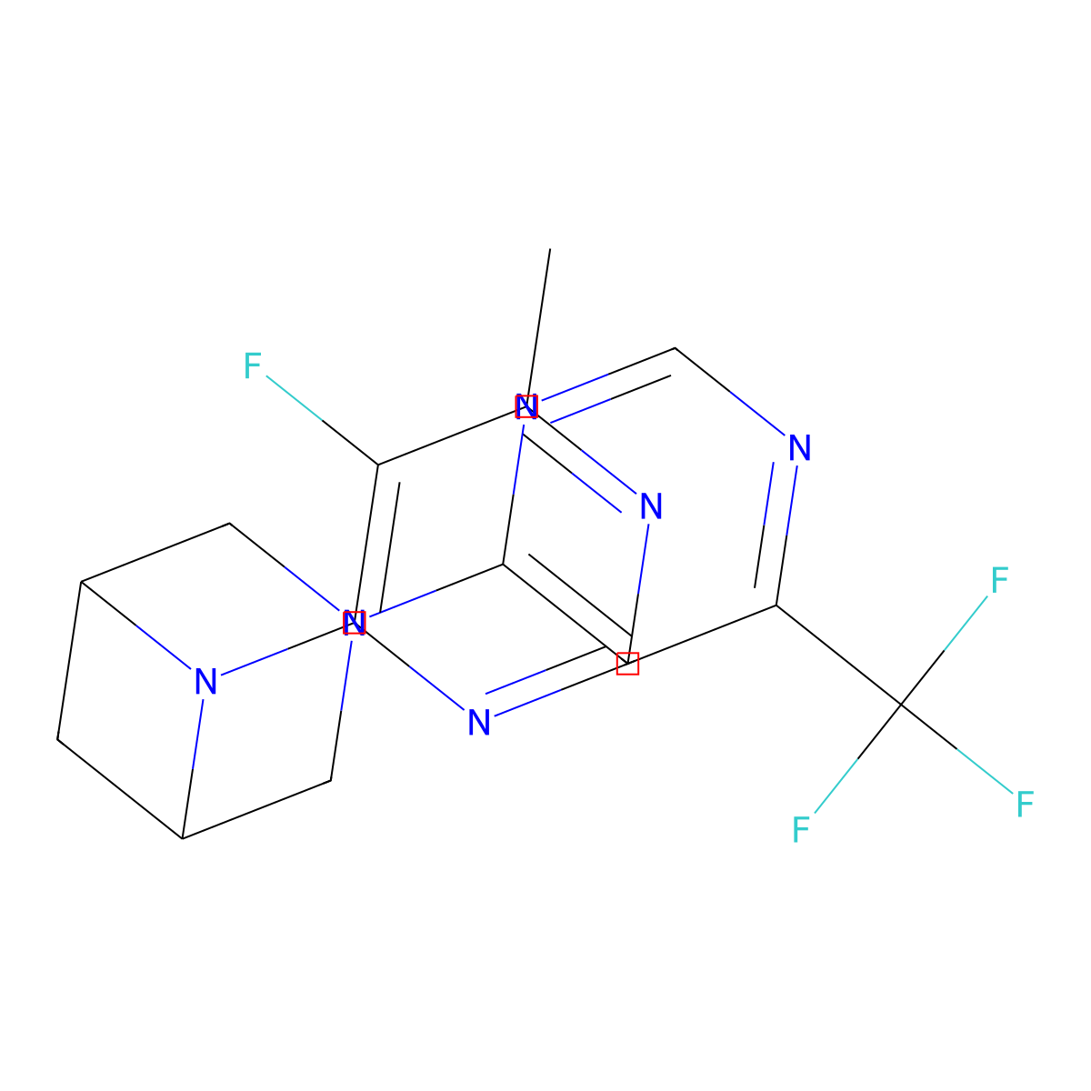 6-(5-Fluoro-6-methylpyrimidin-4-yl)-3-[6-(trifluoromethyl)pyrimidin-4-yl]-3,6-diazabicyclo[3.1.1]heptane molecular structure, CAS 3054583-55-7