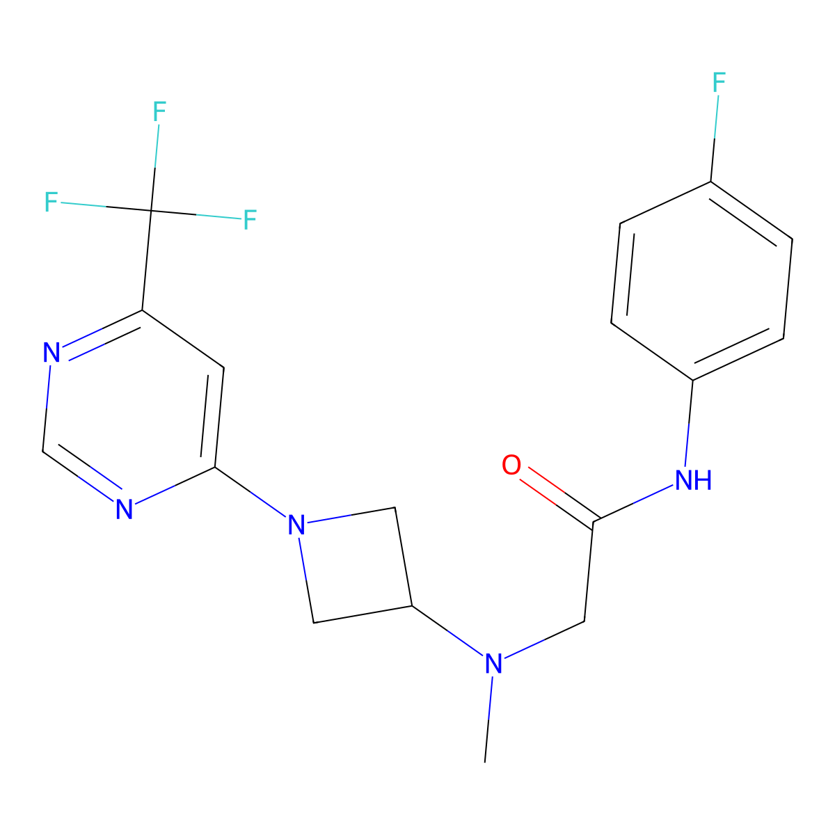 N-(4-fluorophenyl)-2-[methyl({1-[6-(trifluoromethyl)pyrimidin-4-yl]azetidin-3-yl})amino]acetamide molecular structure, CAS 3054583-57-9