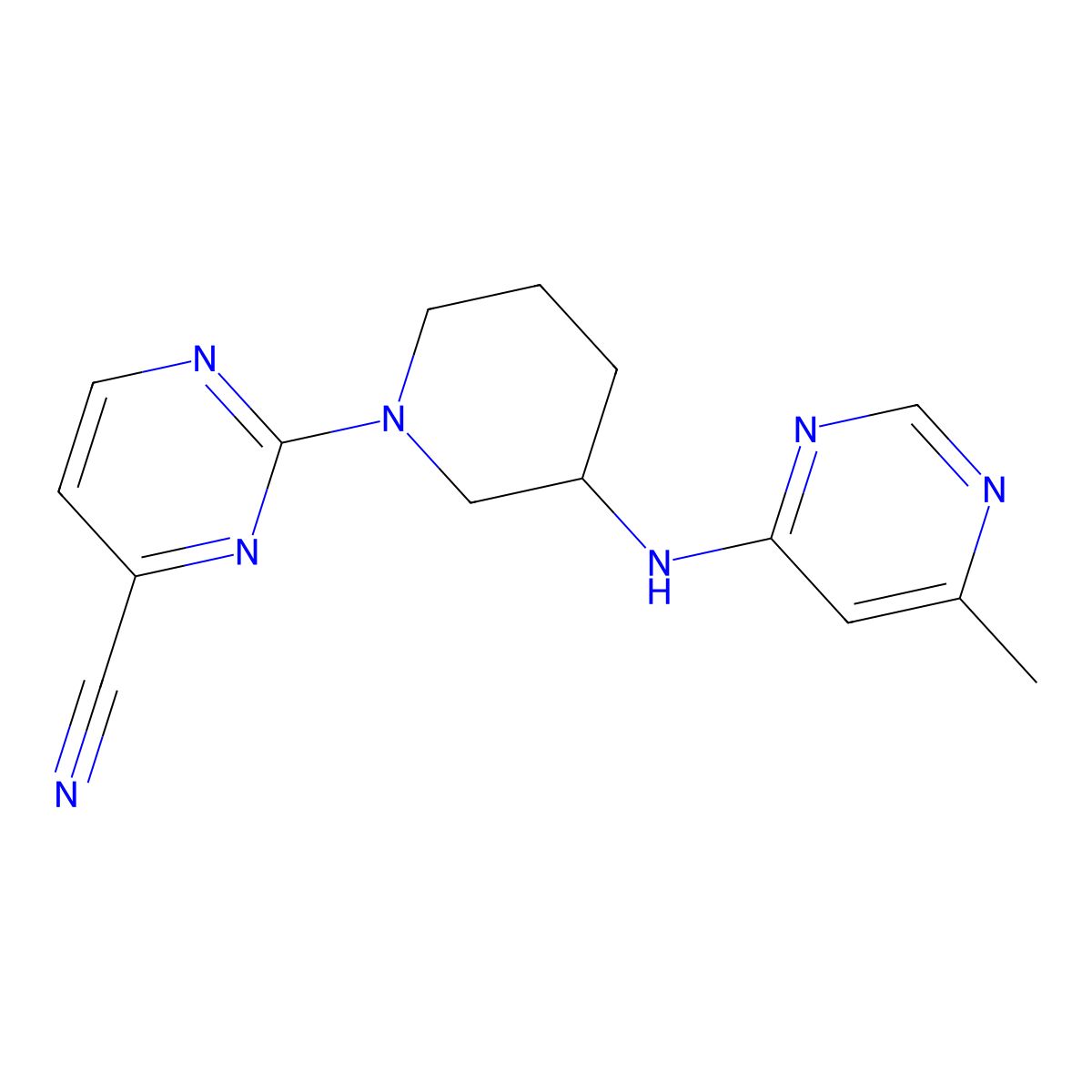 2-{3-[(6-Methylpyrimidin-4-yl)amino]piperidin-1-yl}pyrimidine-4-carbonitrile molecular structure, CAS 3054583-63-7