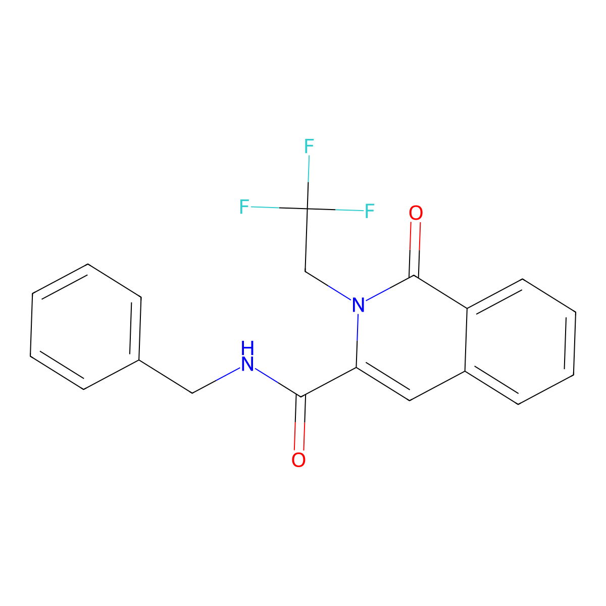 N-benzyl-1-oxo-2-(2,2,2-trifluoroethyl)-1,2-dihydroisoquinoline-3-carboxamide molecular structure, CAS 3054583-64-8