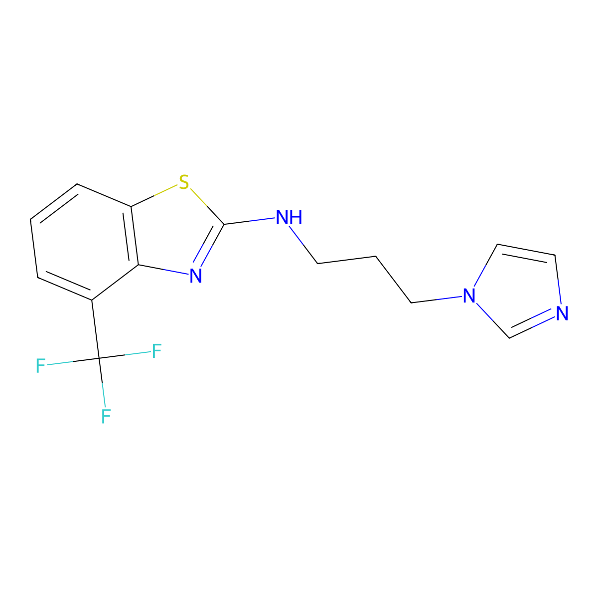 N-[3-(1H-imidazol-1-yl)propyl]-4-(trifluoromethyl)-1,3-benzothiazol-2-amine molecular structure, CAS 3054583-73-9