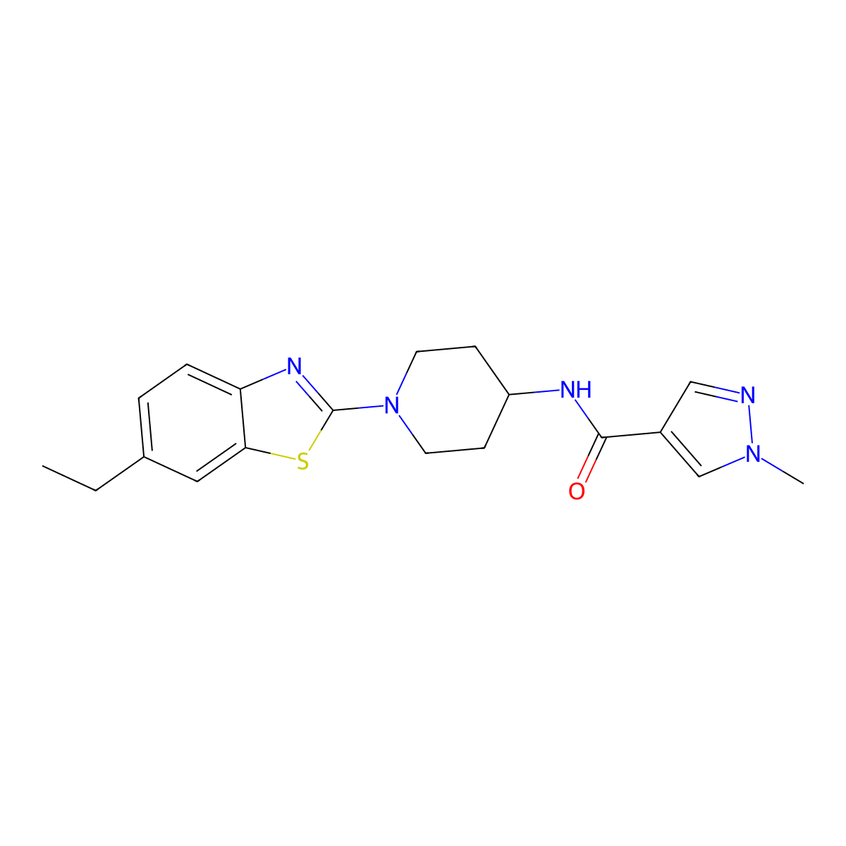 N-[1-(6-ethyl-1,3-benzothiazol-2-yl)piperidin-4-yl]-1-methyl-1H-pyrazole-4-carboxamide molecular structure, CAS 3054583-81-9