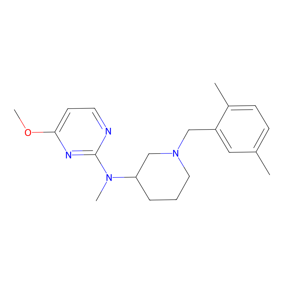N-{1-[(2,5-dimethylphenyl)methyl]piperidin-3-yl}-4-methoxy-N-methylpyrimidin-2-amine molecular structure, CAS 3054583-82-0