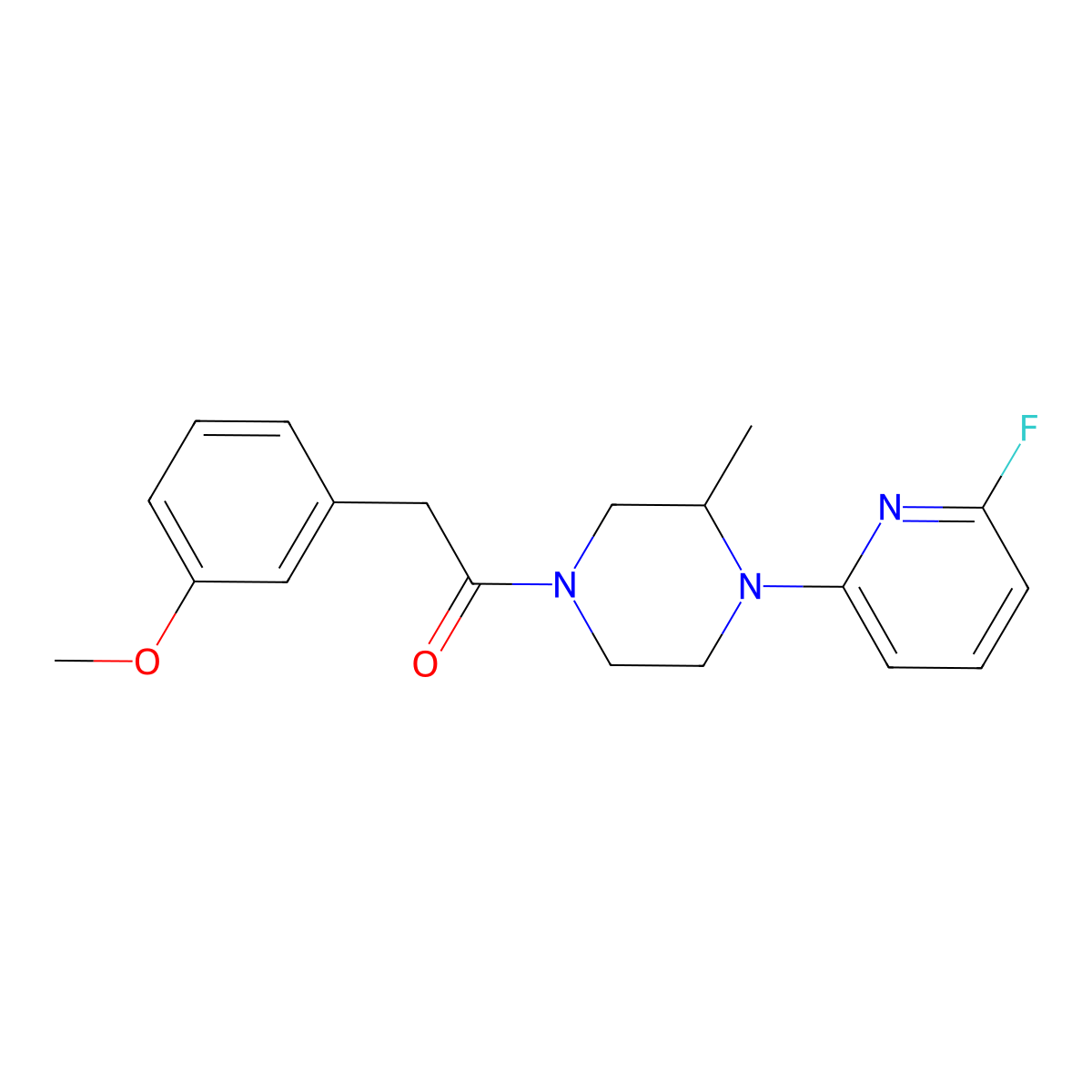 1-[4-(6-Fluoropyridin-2-yl)-3-methylpiperazin-1-yl]-2-(3-methoxyphenyl)ethan-1-one molecular structure, CAS 3054583-83-1