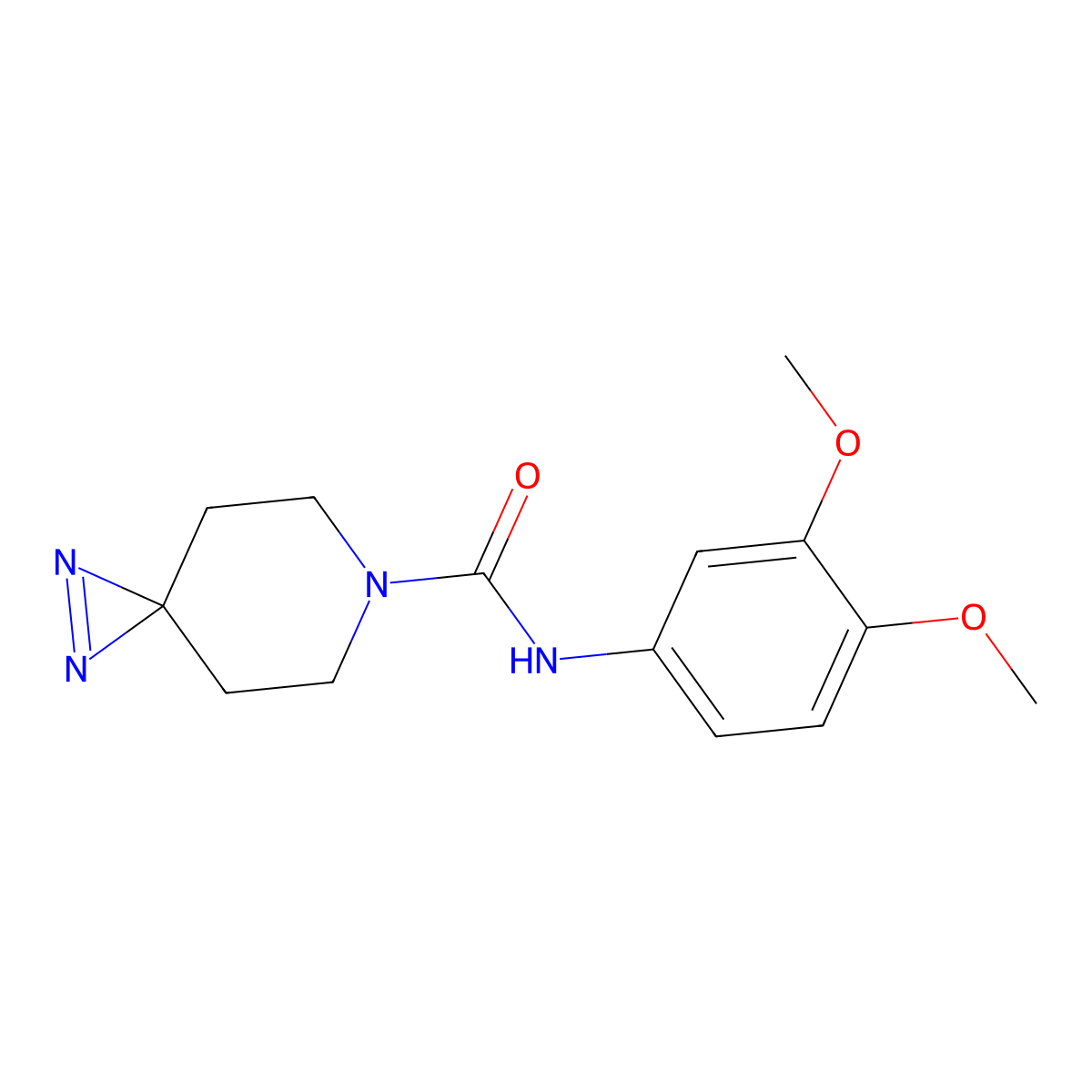 N-(3,4-dimethoxyphenyl)-1,2,6-triazaspiro[2.5]oct-1-ene-6-carboxamide molecular structure, CAS 3054583-84-2